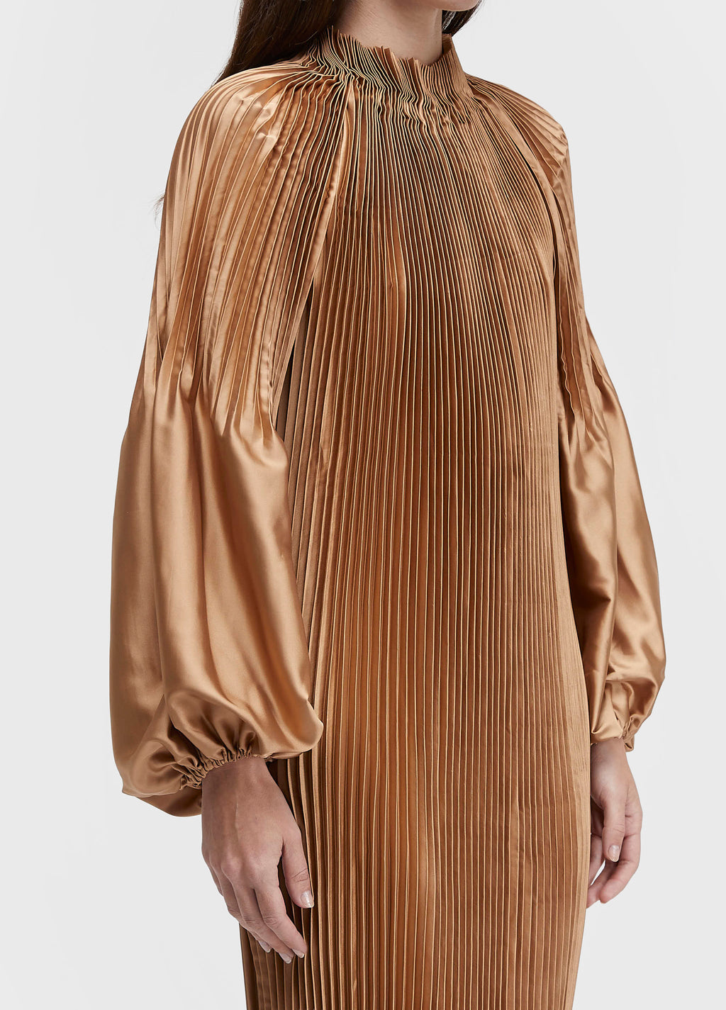 VESTIDO MANGA OVER PLISSADO