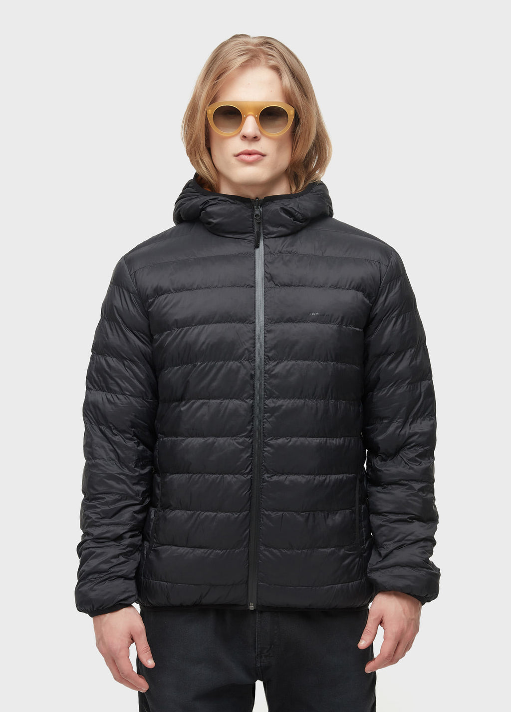 JAQUETA SUPERLIGHT HOOD DOUBLE PRETO/MOSTARDA