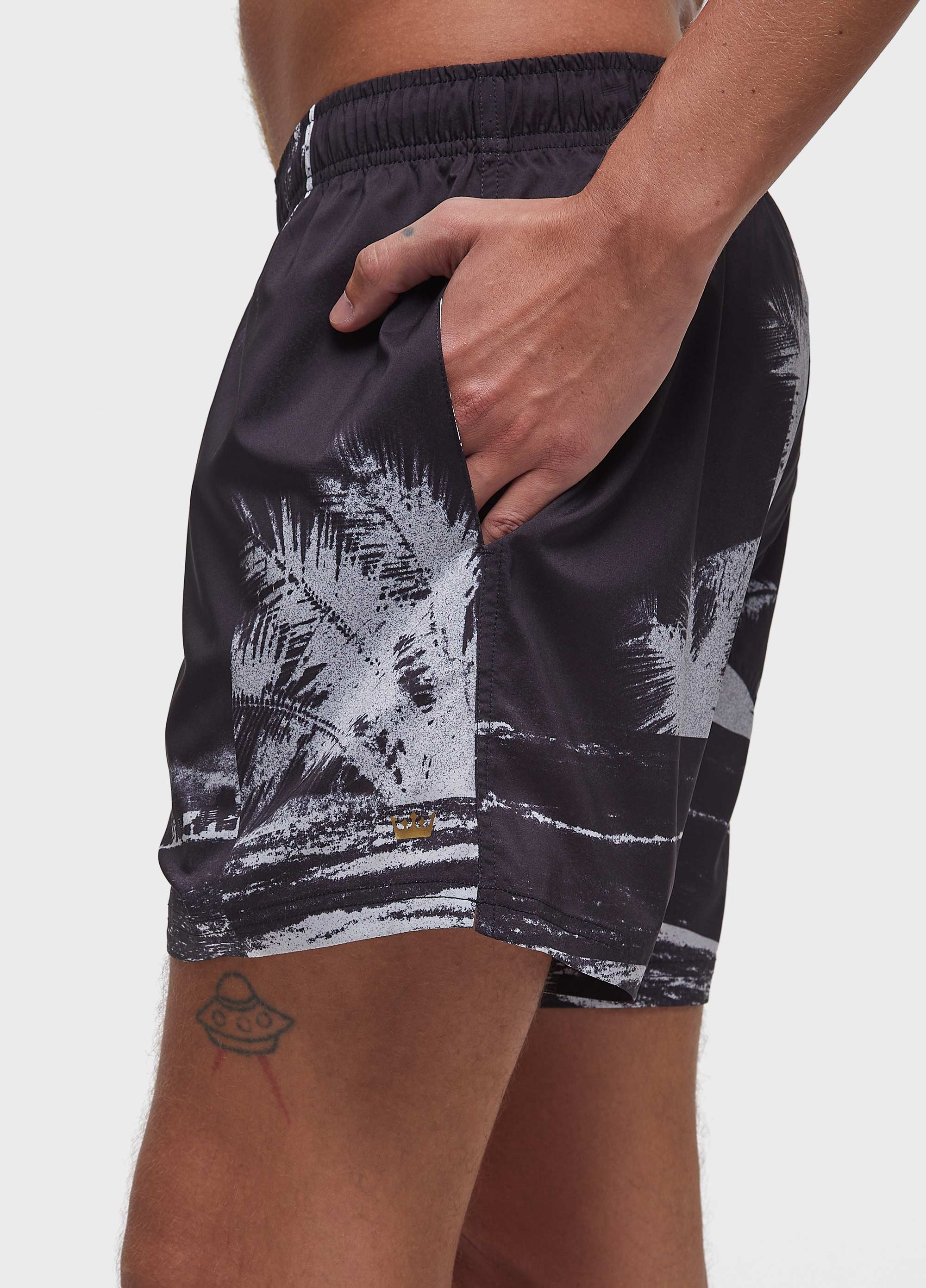 BEACH SHORT AQUAONE PARADISE PRETO/OFF-WHITE