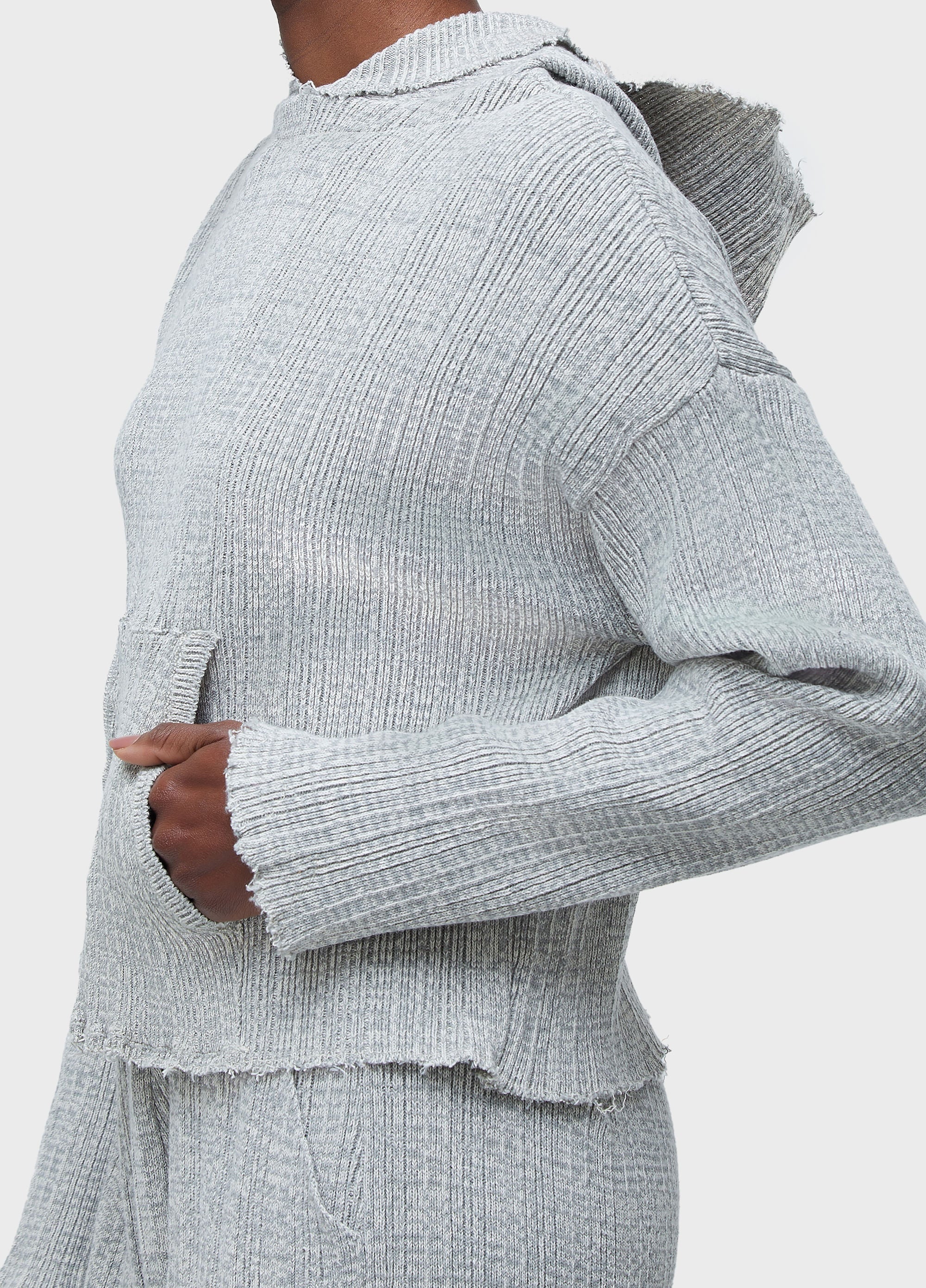 CASACO TRICOT CAPUZ FRAYED