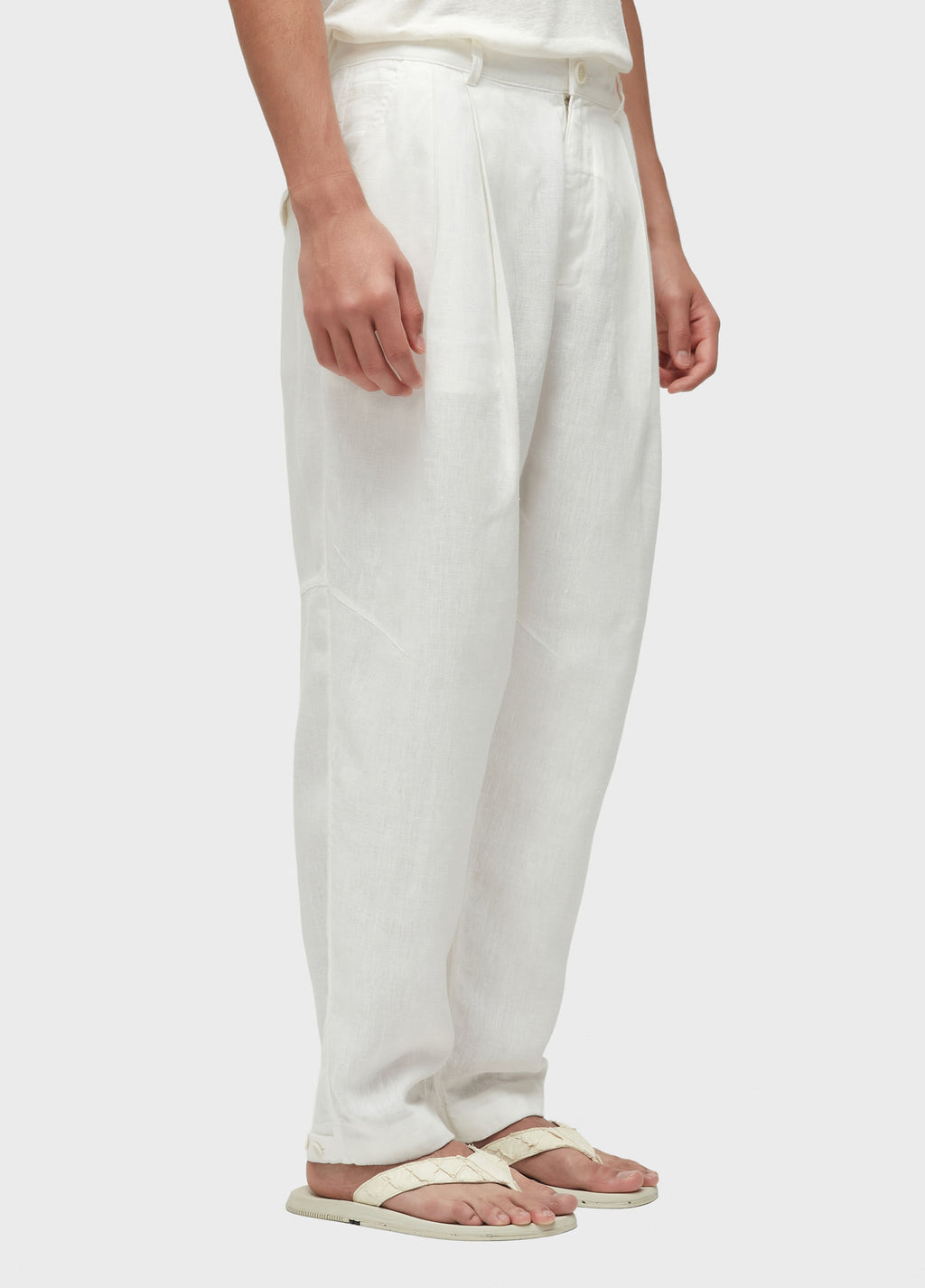 CALCA ALFAIATARIA SMOKING LINEN OFF-WHITE