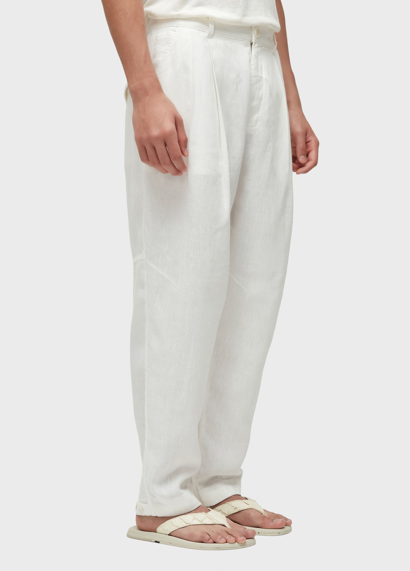 CALCA ALFAIATARIA SMOKING LINEN OFF-WHITE