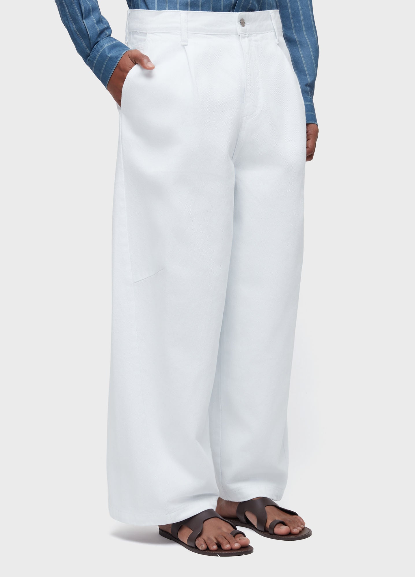 CALÇA OVER WIDE TWILL BRANCO