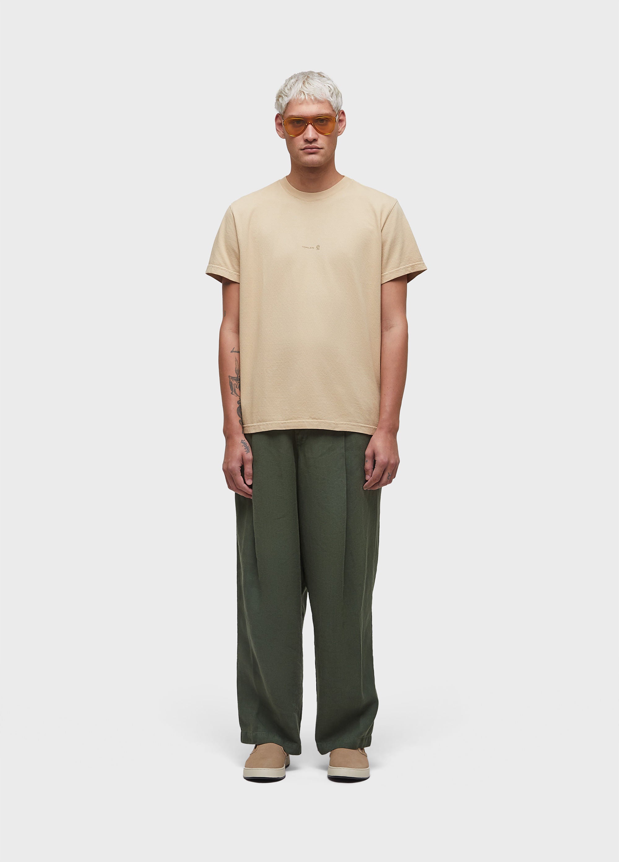 T-SHIRT DOUBLE FACE E-COLORS OSKLEN E MC CAQUI