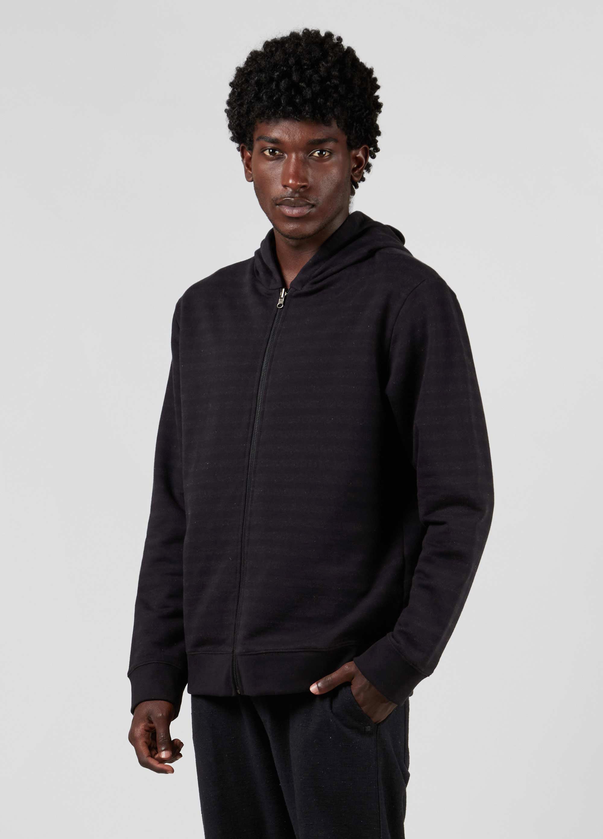 CASACO DOUBLE STRIPPED HOOD ZIPPER PRETO/OCRE