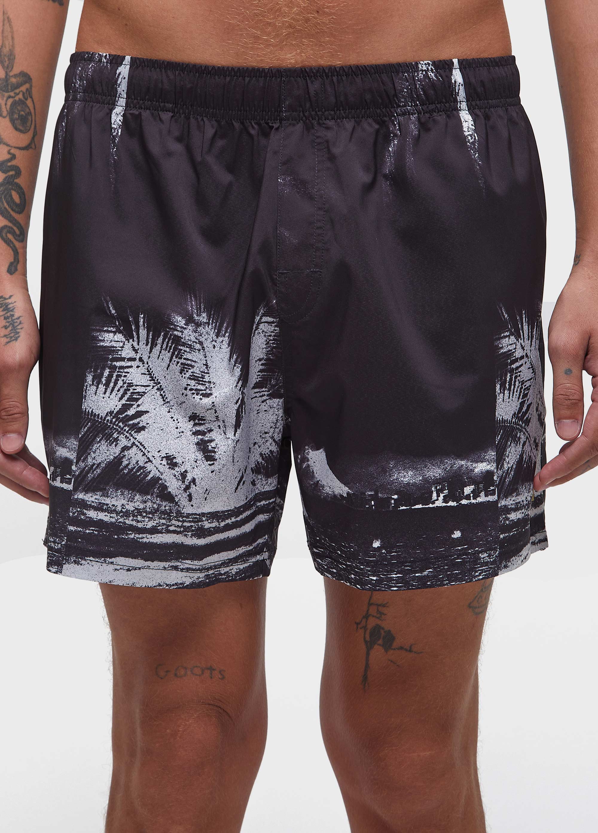 BEACH SHORT AQUAONE PARADISE PRETO/OFF-WHITE