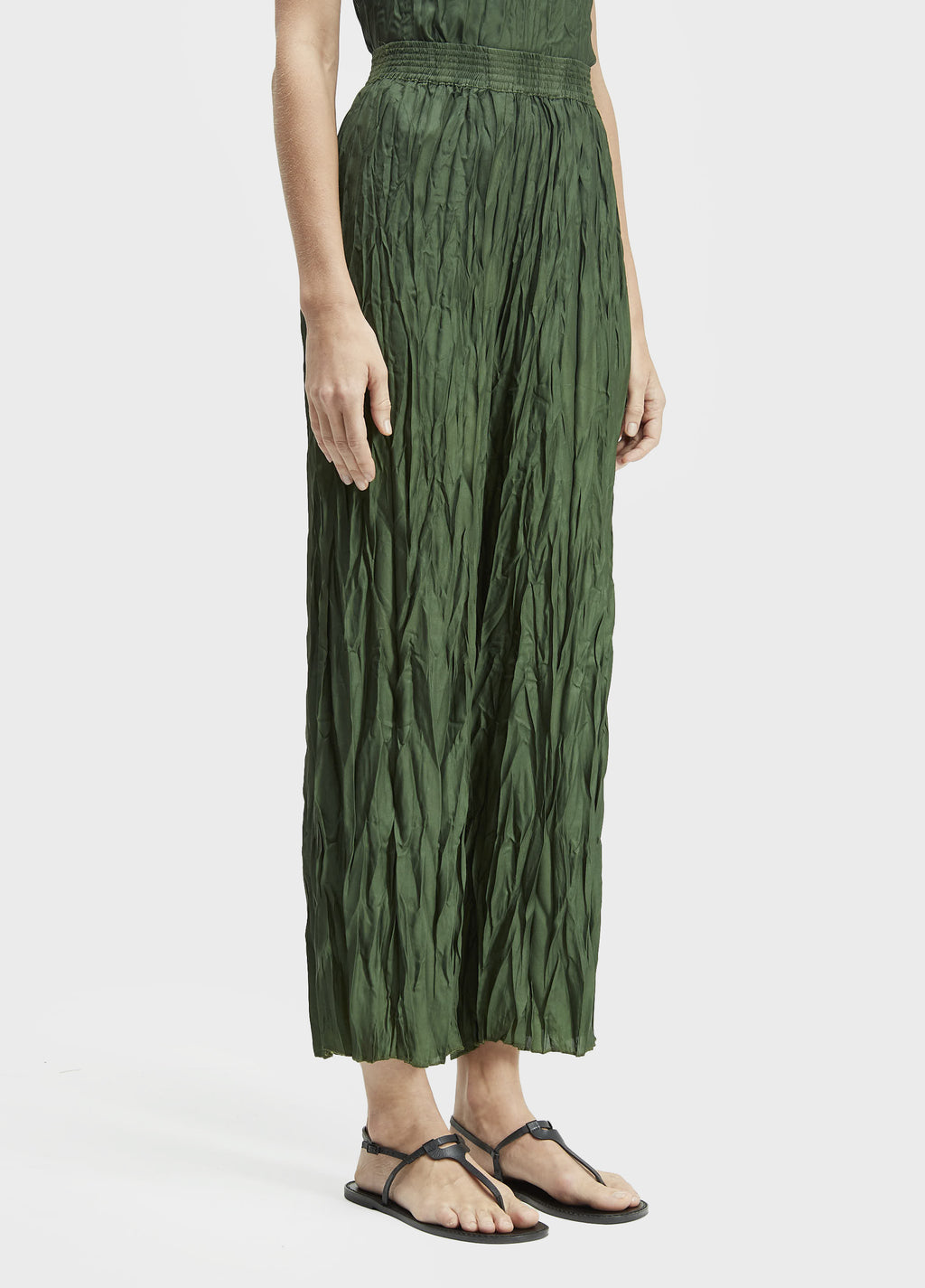 CALÇA RETA WRINKLED SATIN DOUBLE FACE