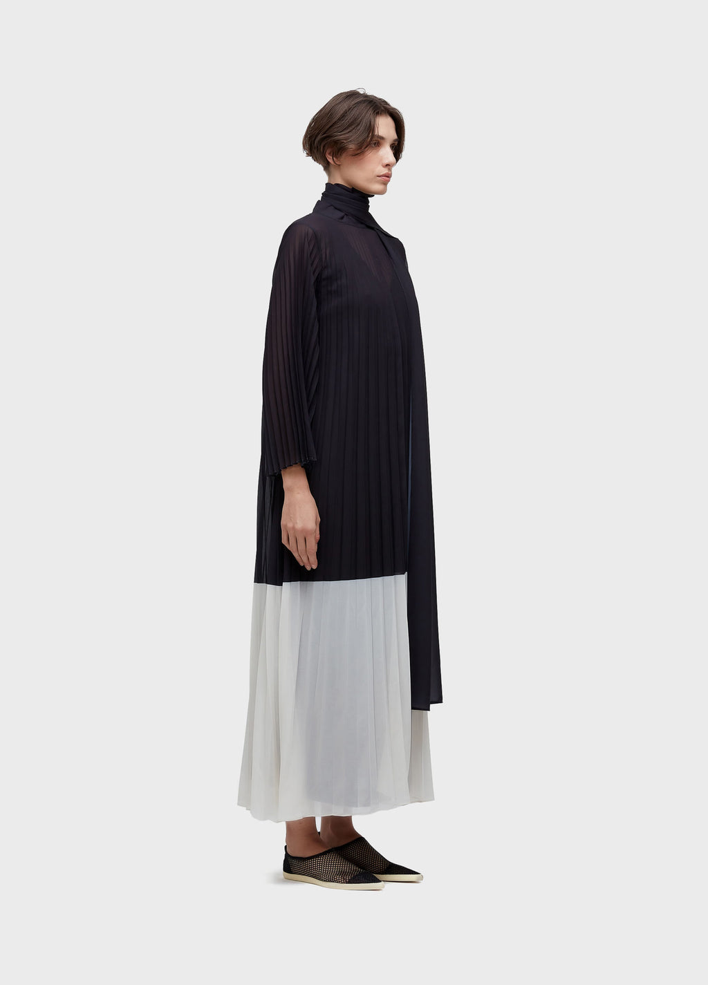 VESTIDO ML GOLA PLISSADO