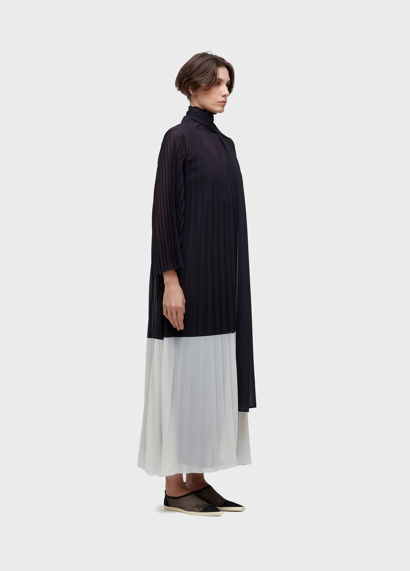 VESTIDO ML GOLA PLISSADO