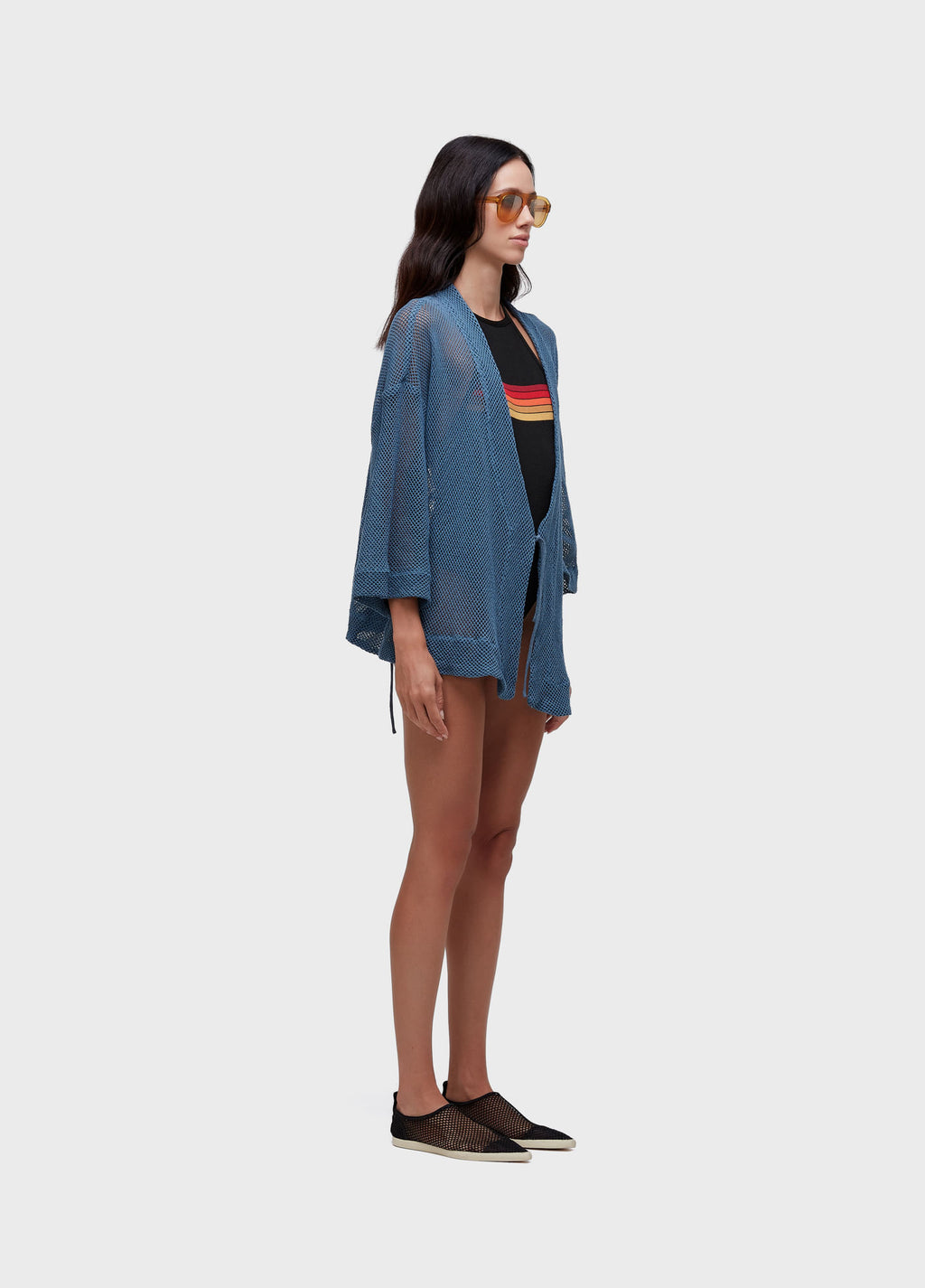 KIMONO TELA MIXED FABRICS AZUL MAR
