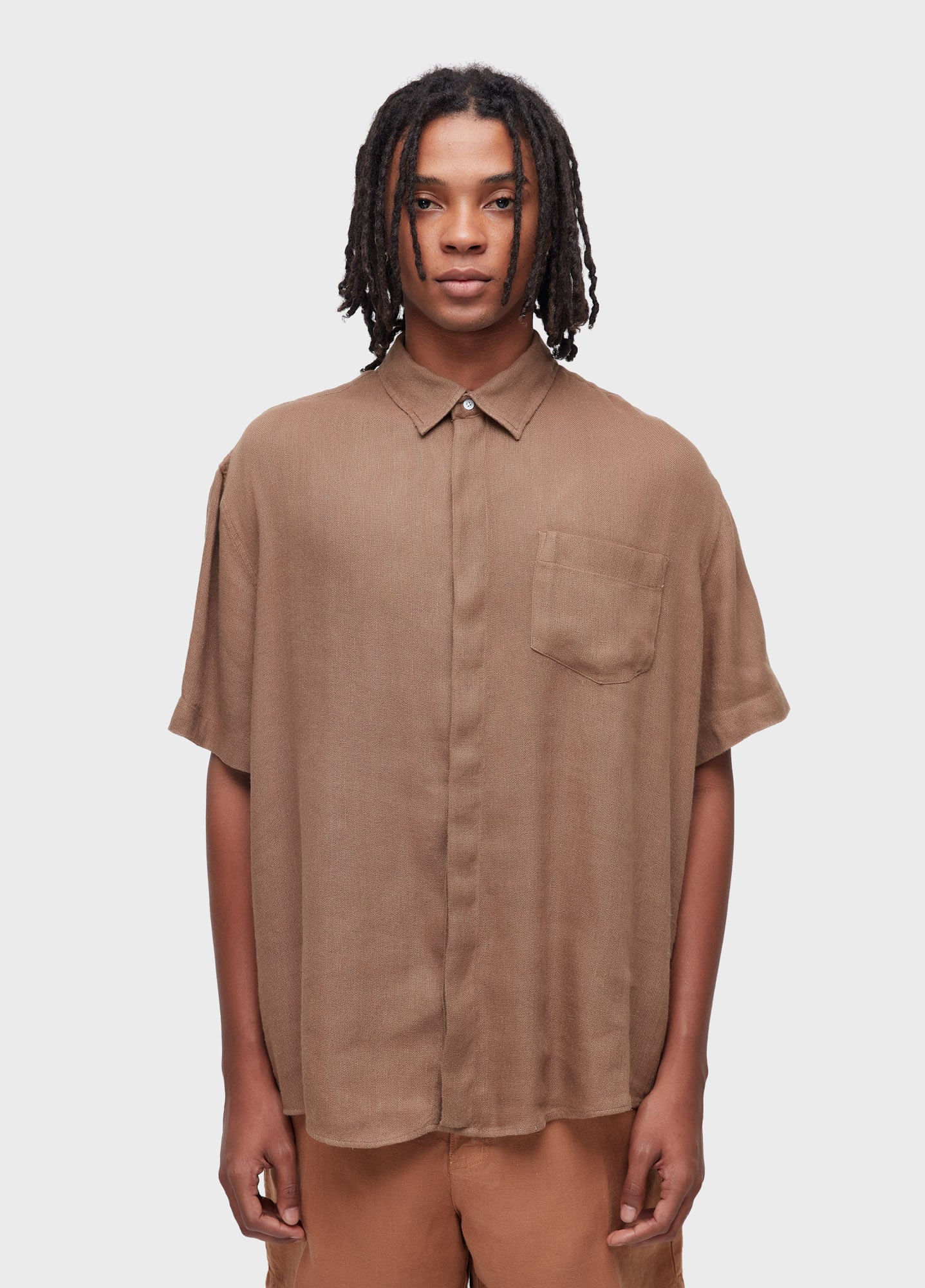 CAMISA MC RECYCLED LINEN CAQUI