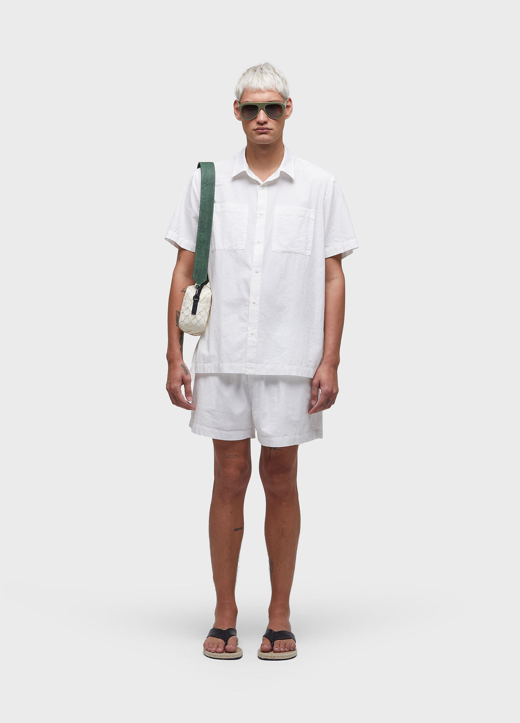 CAMISA COTTON TEXTURE MC OFF-WHITE