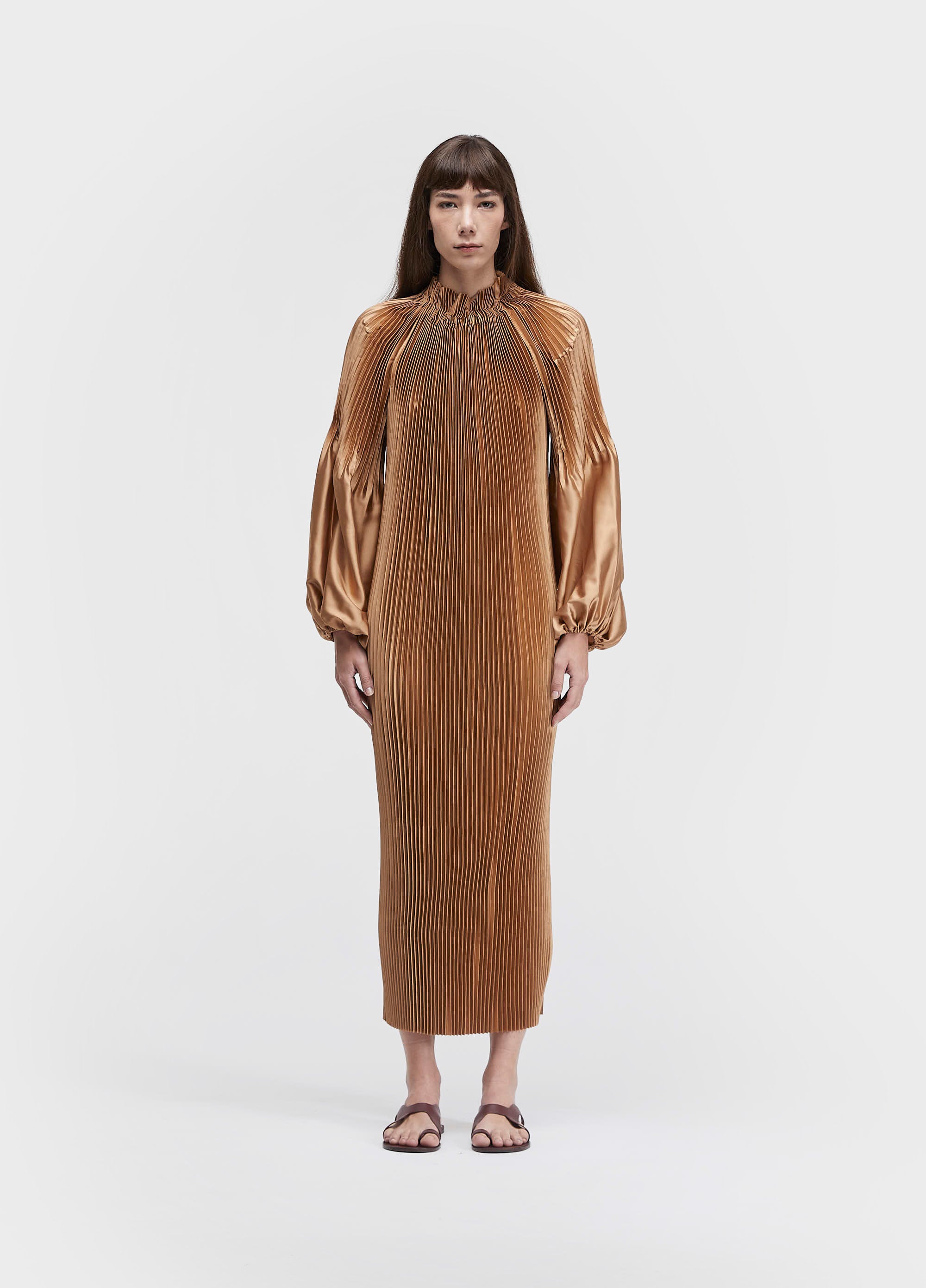 VESTIDO MANGA OVER PLISSADO