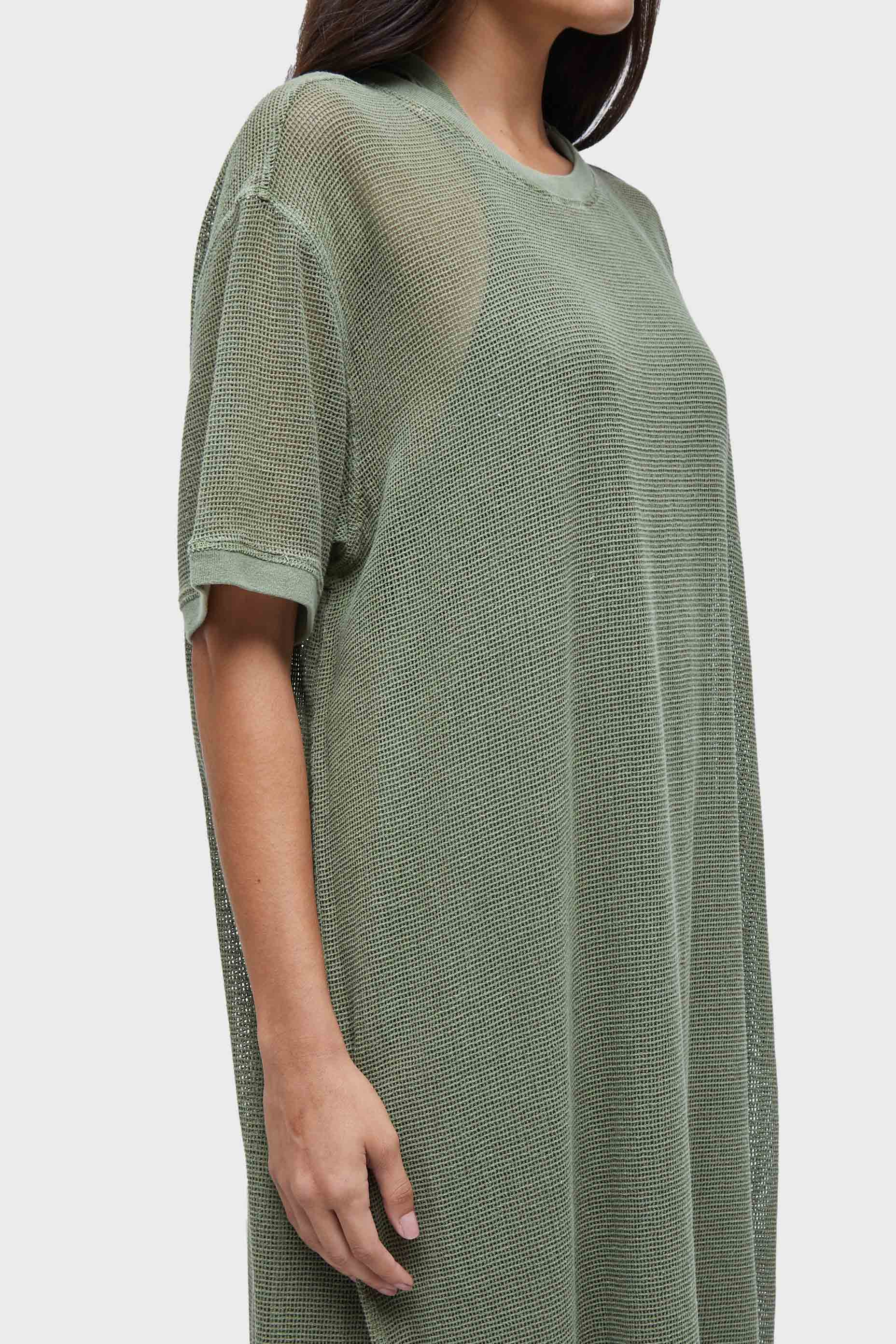 VESTIDO T-SHIRT OVER TELA VERDE PALMEIRA