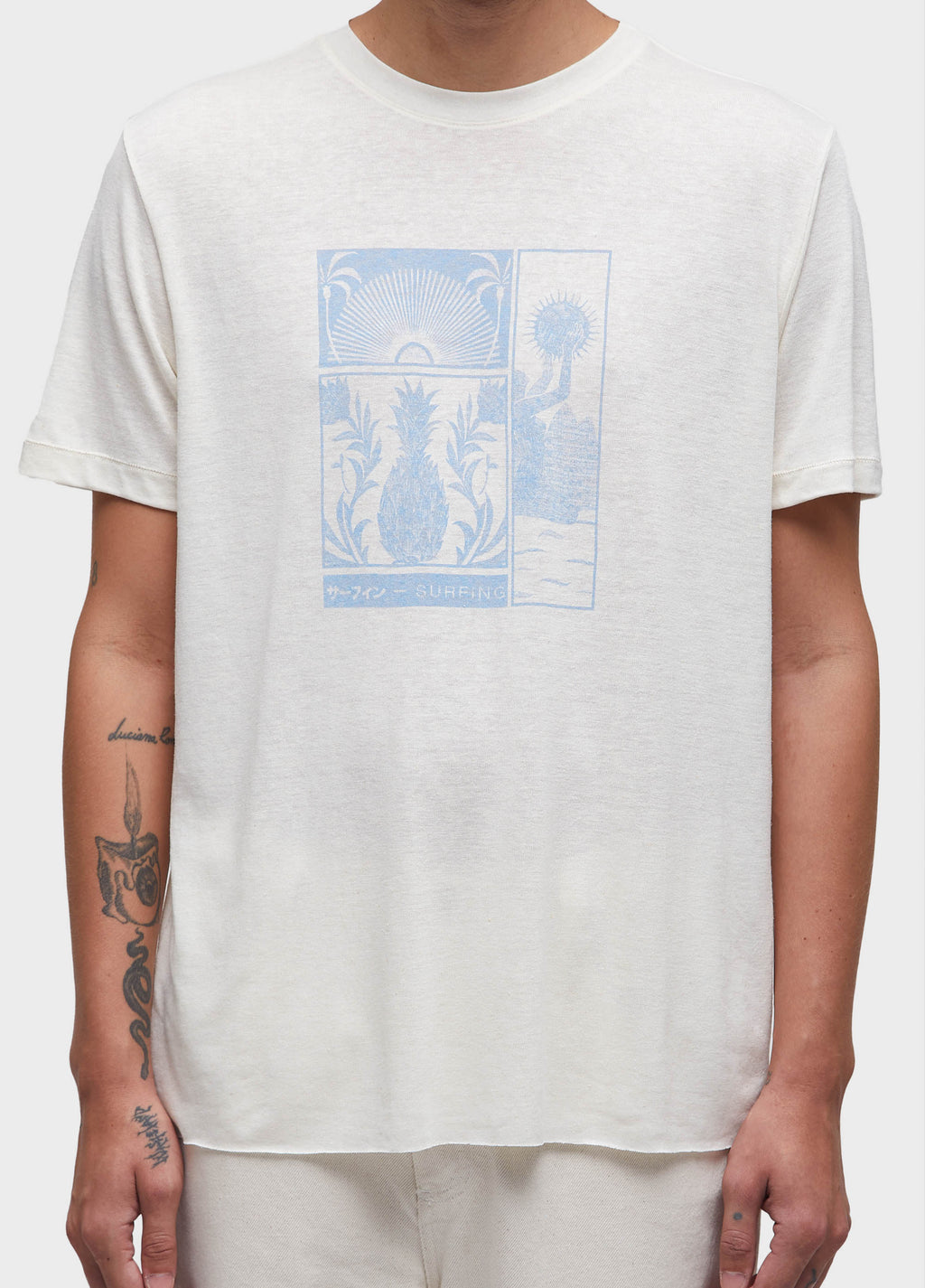 T-SHIRT LIGHT LINEN STAMP MC OFF-WHITE