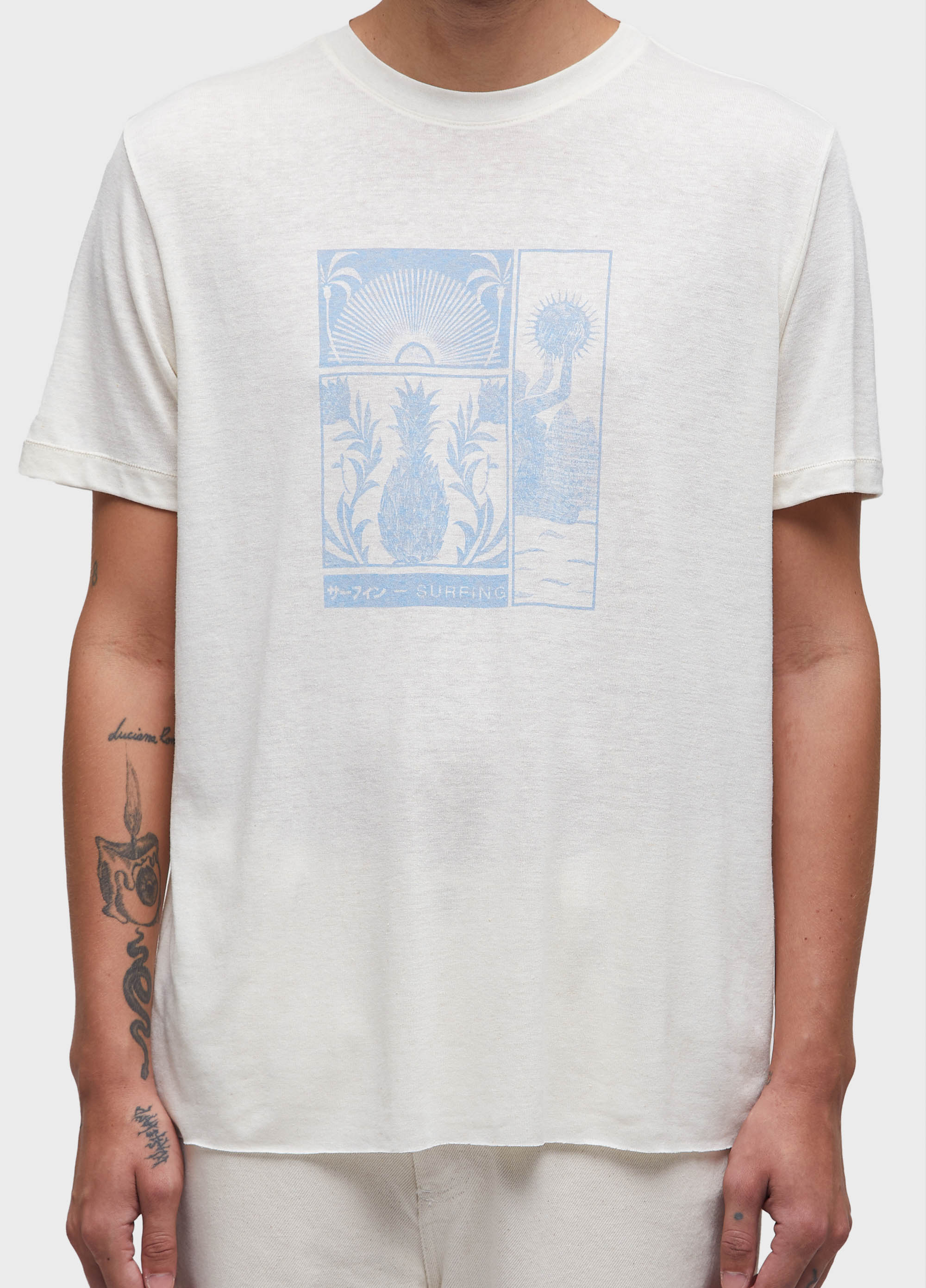 T-SHIRT LIGHT LINEN STAMP MC OFF-WHITE
