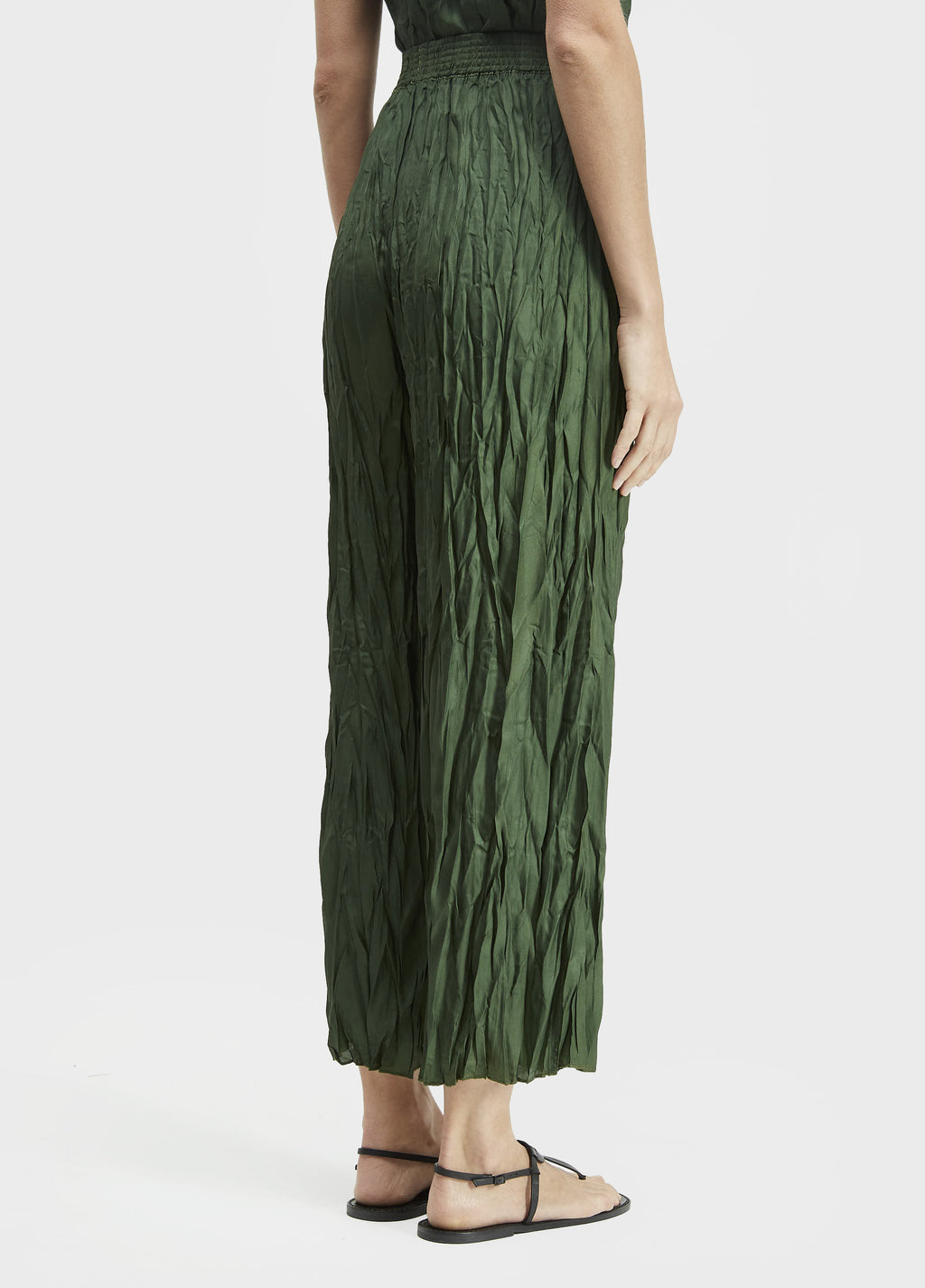 CALÇA RETA WRINKLED SATIN DOUBLE FACE