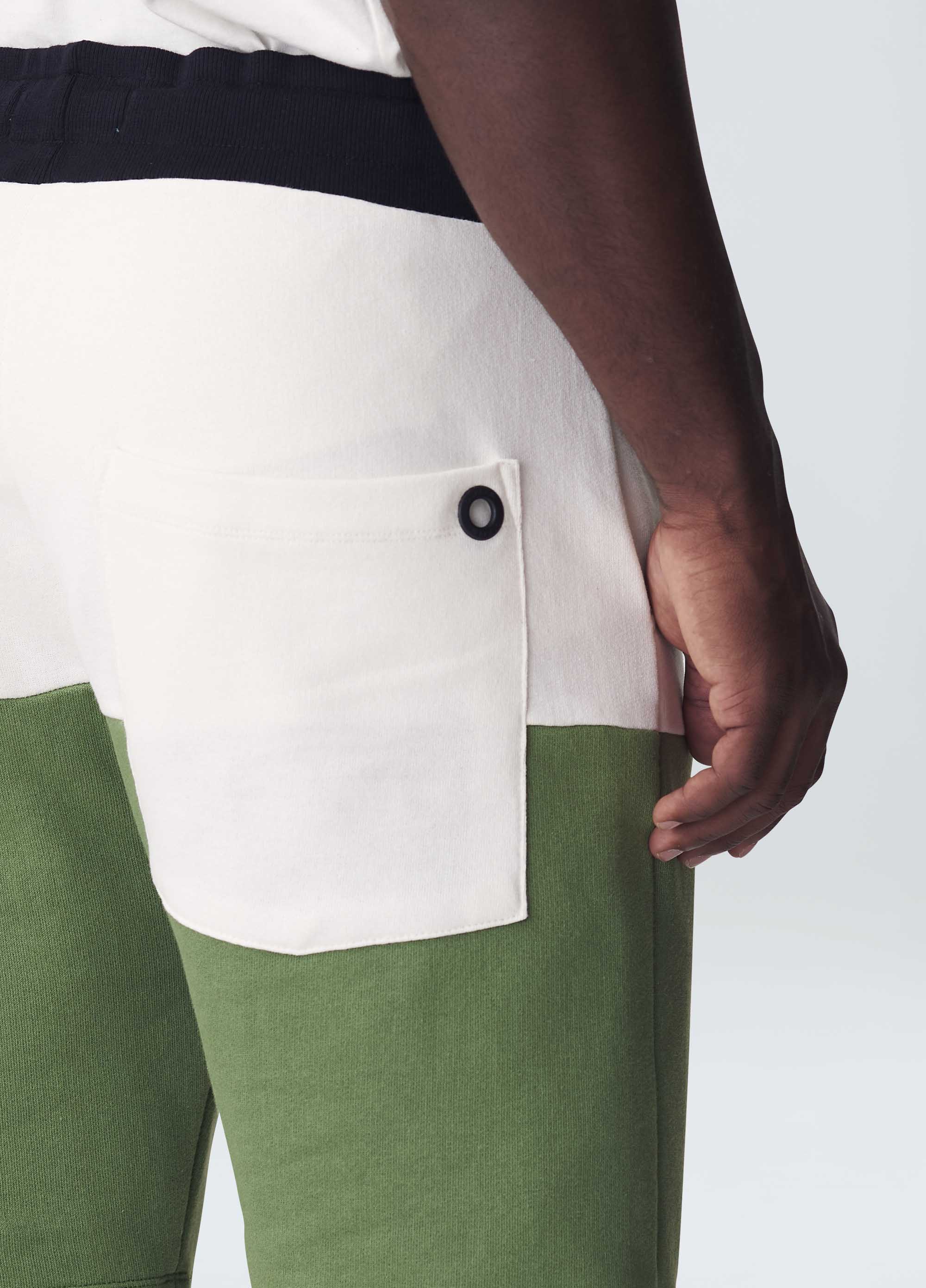 BERMUDA CASUAL MASC BICOLOR OFF-WHITE/VERDE CACTUS