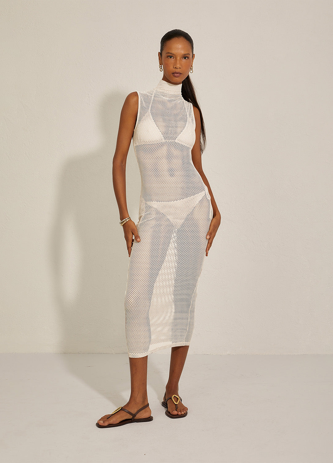 VESTIDO TUBO TELA OFF-WHITE