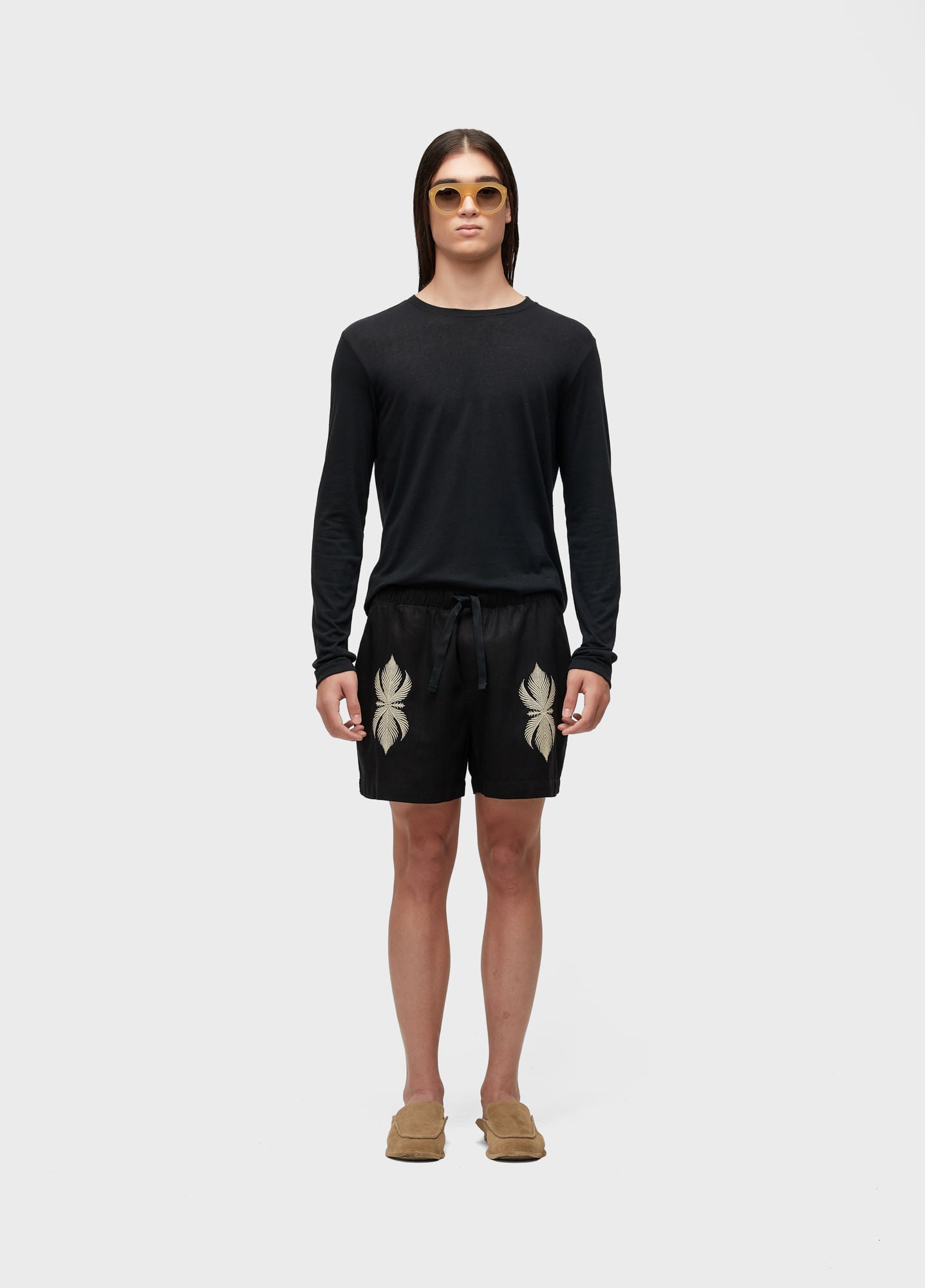 BERMUDA PJ LINEN LEAF BORDADO