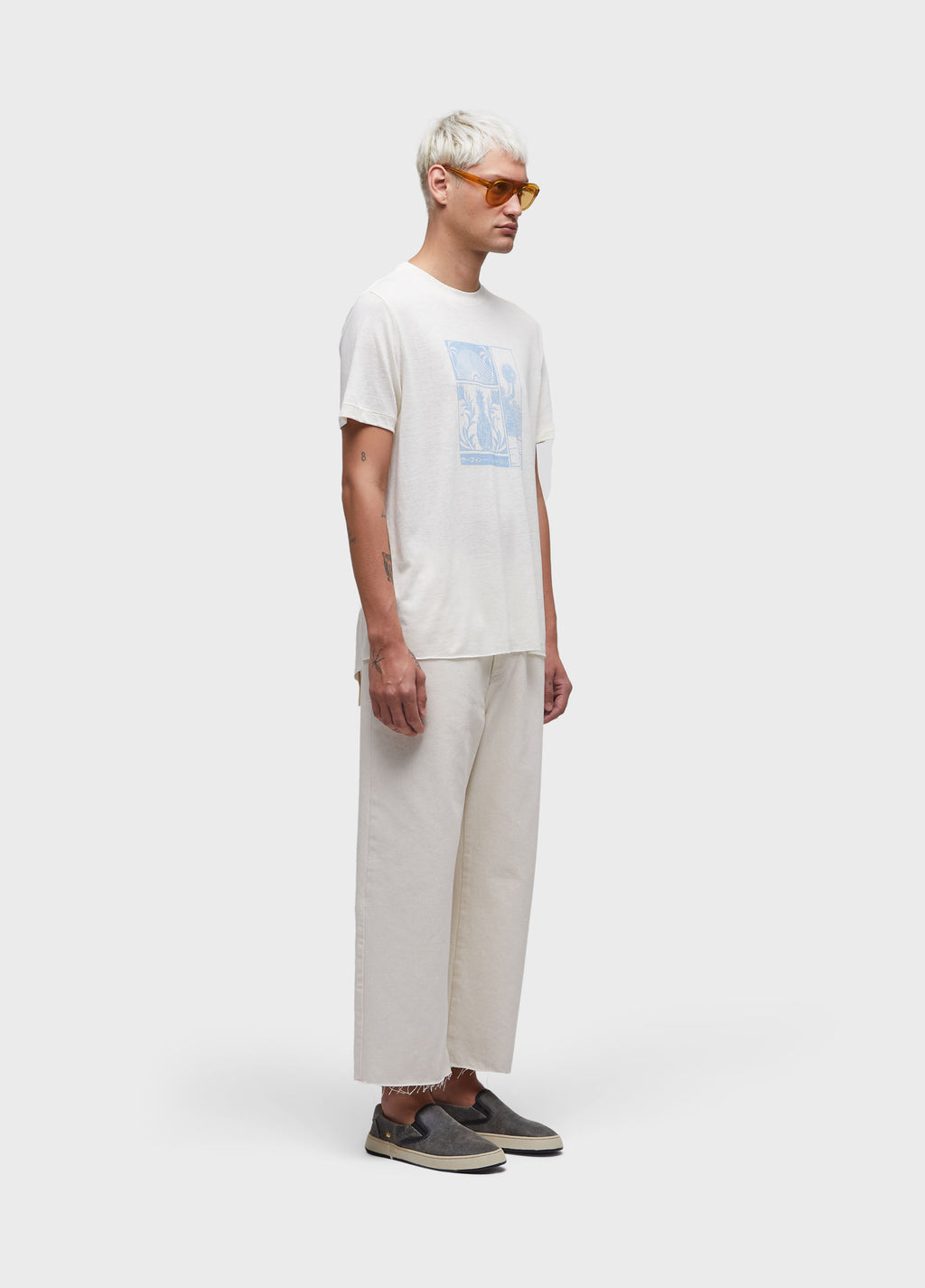 T-SHIRT LIGHT LINEN STAMP MC OFF-WHITE