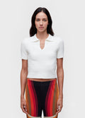 BLUSA POLO TRICOT TEXTURA OFF-WHITE