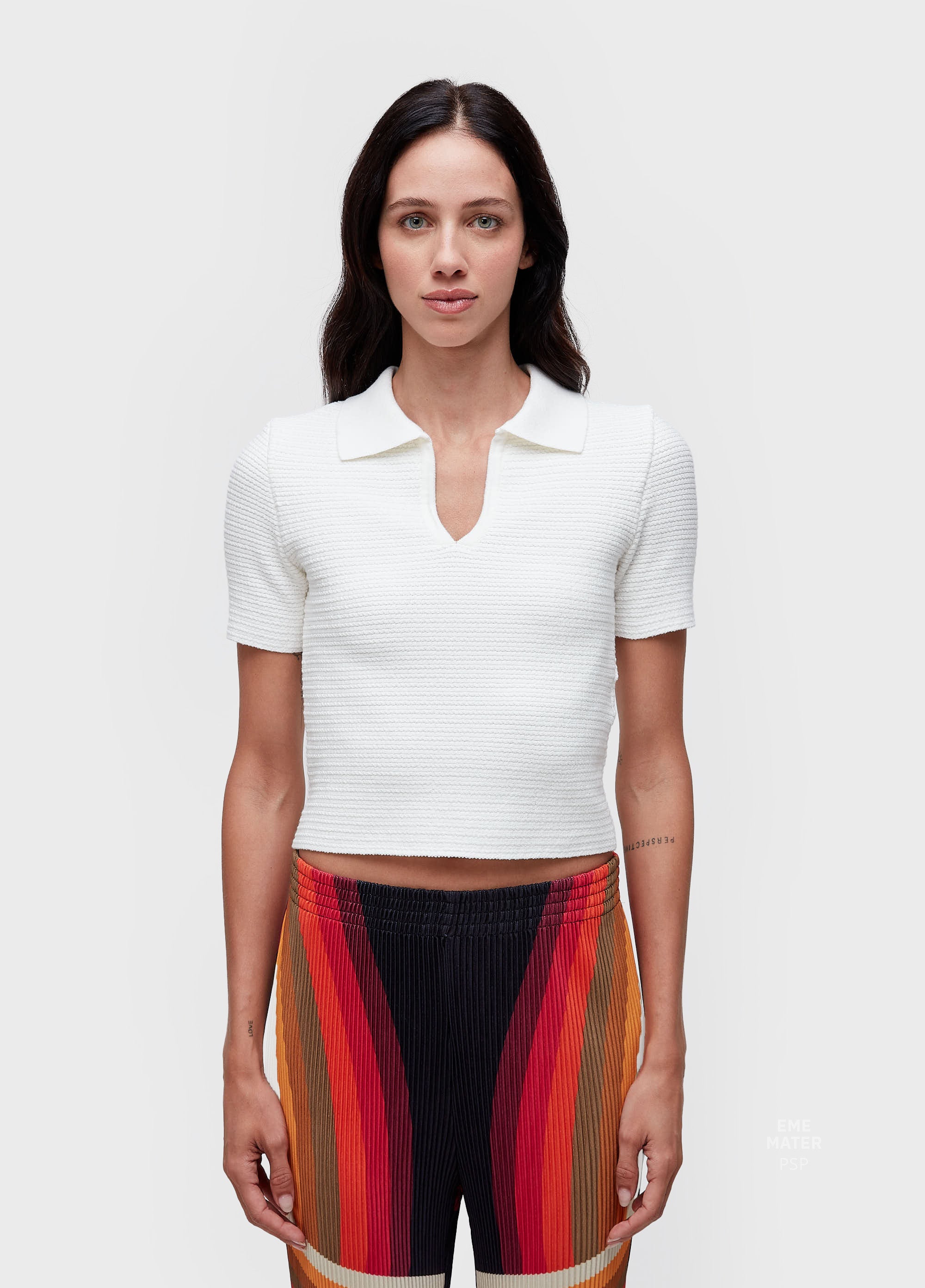 BLUSA POLO TRICOT TEXTURA OFF-WHITE