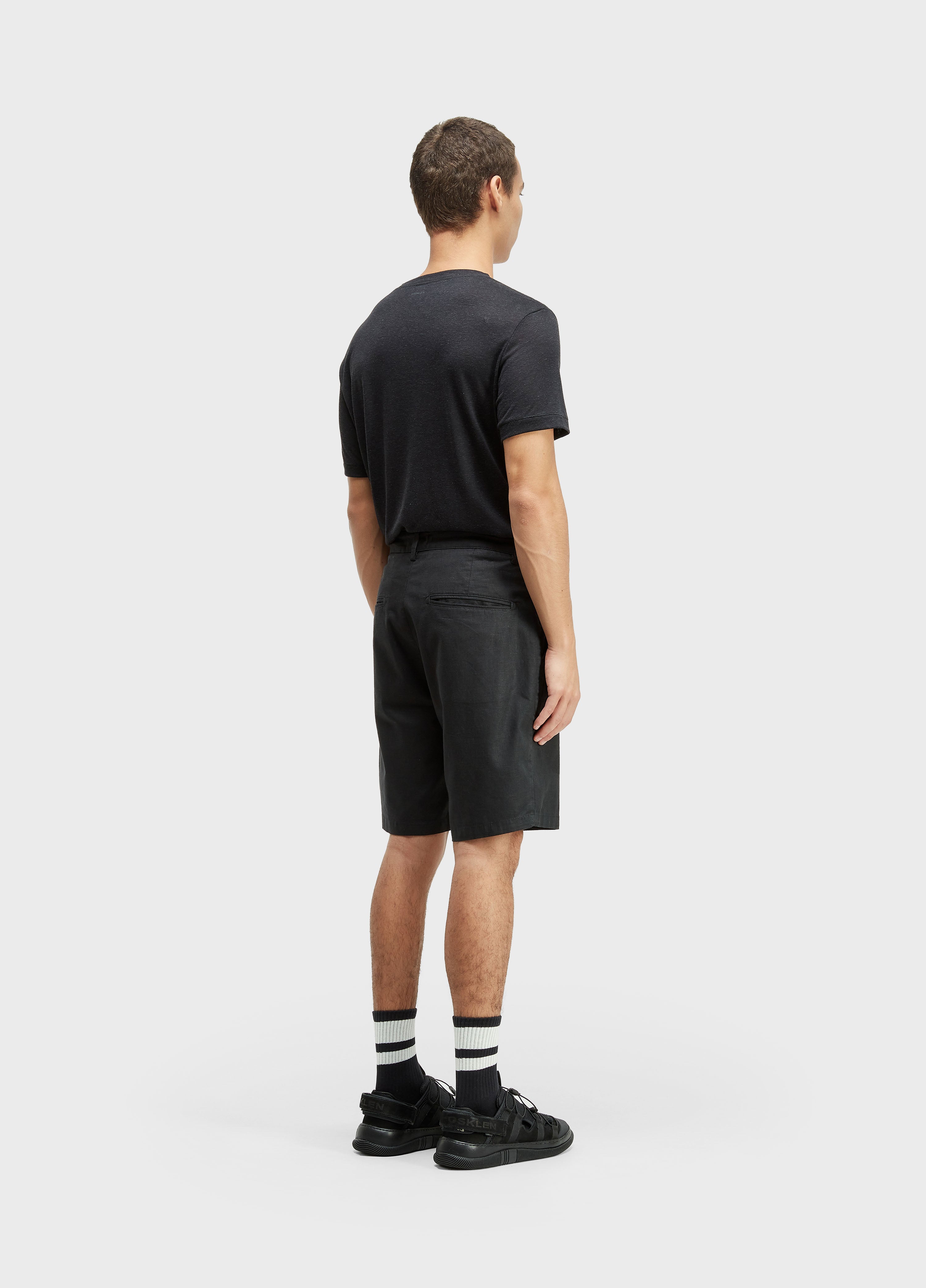 BERMUDA ALFAIATARIA BASIC LINEN PRETO