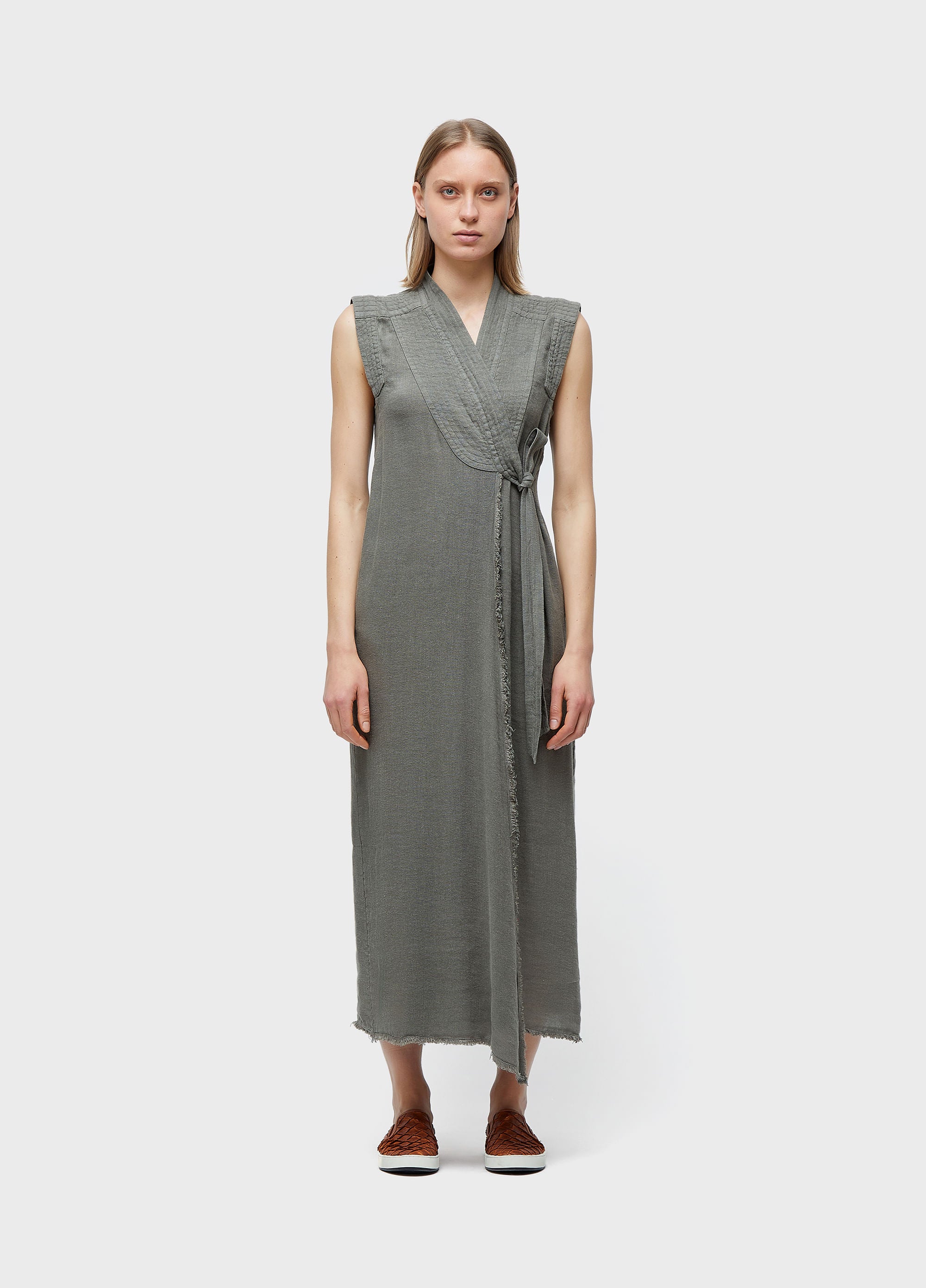 VESTIDO AMARRACAO LINHO RECICLADO FOREST