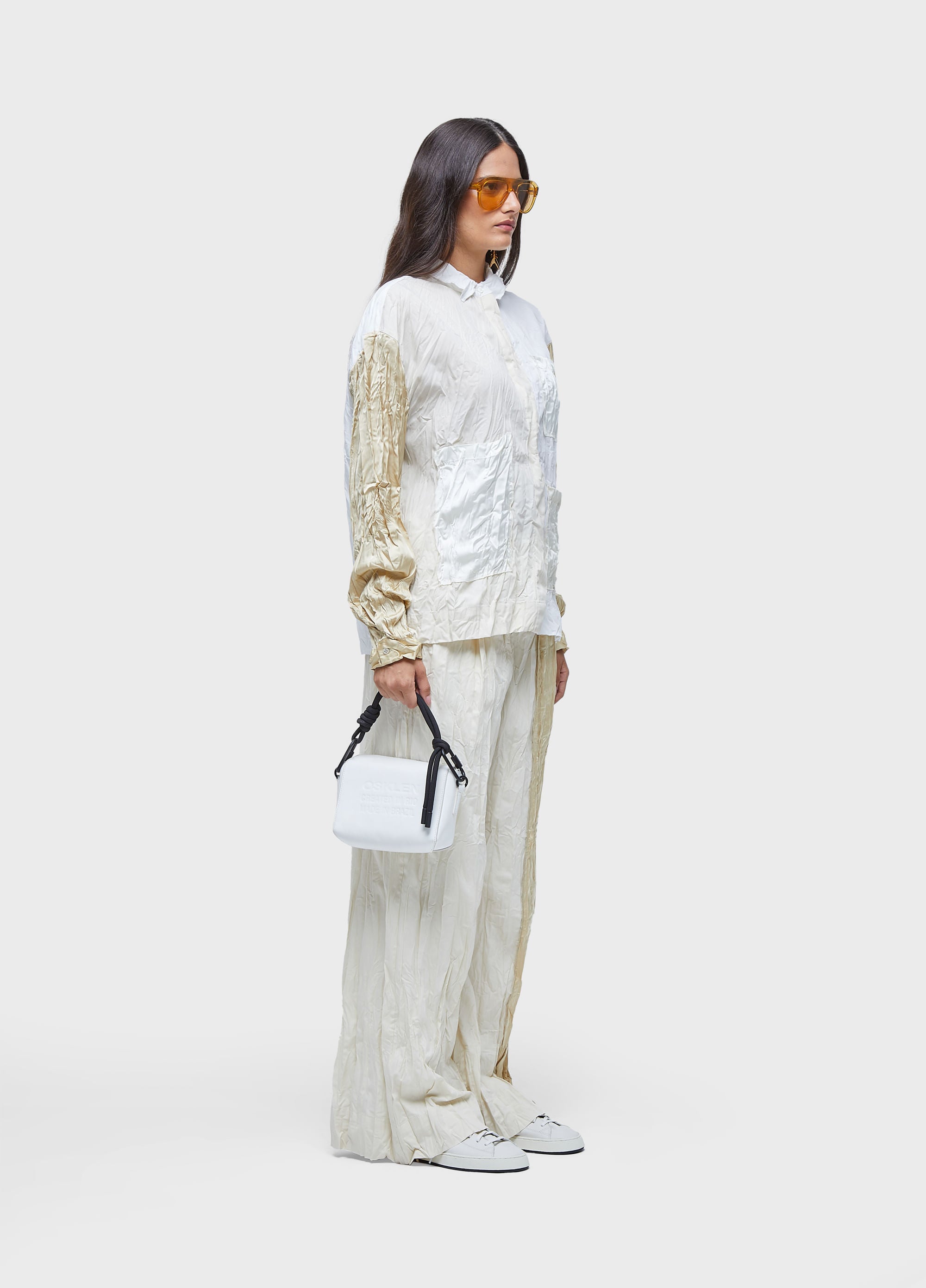 JAQUETA WRINKLED SATIN + TRICOLINE