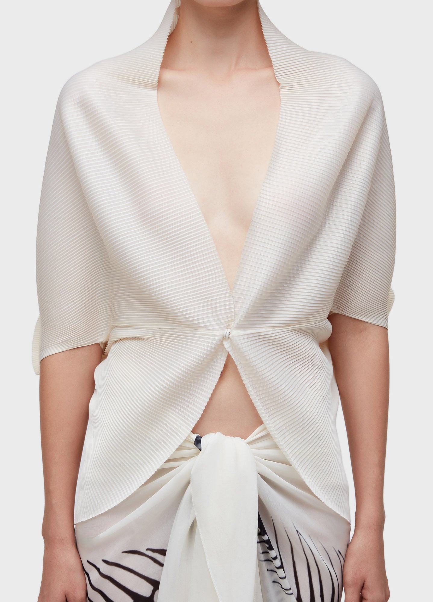 PONCHO PLISSE OFF-WHITE