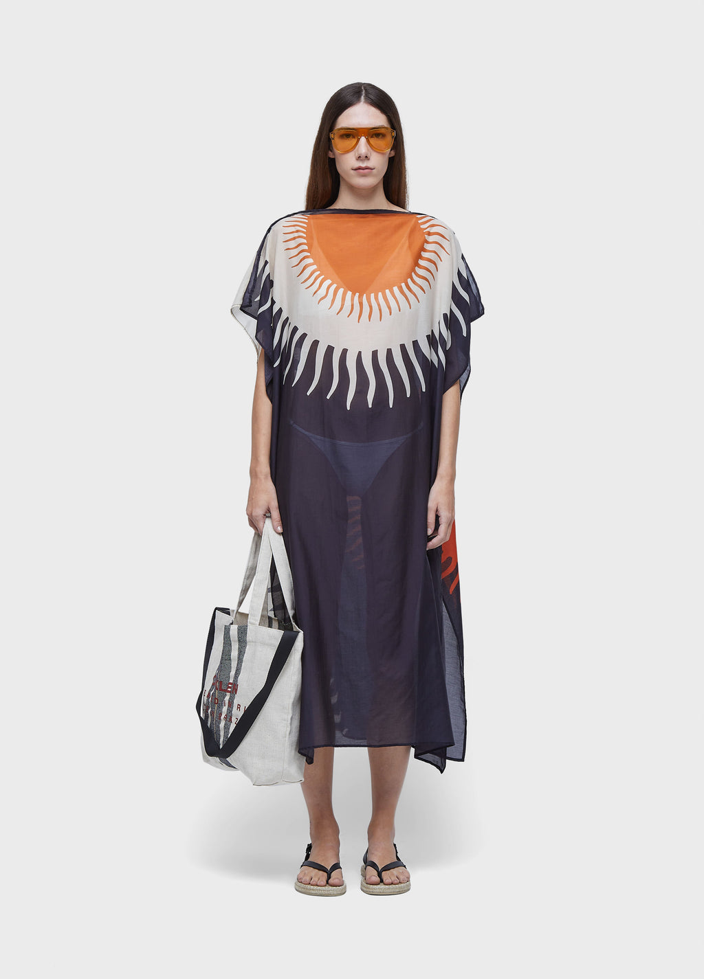 VESTIDO SCARF SOL DUO PRETO/LARANJA