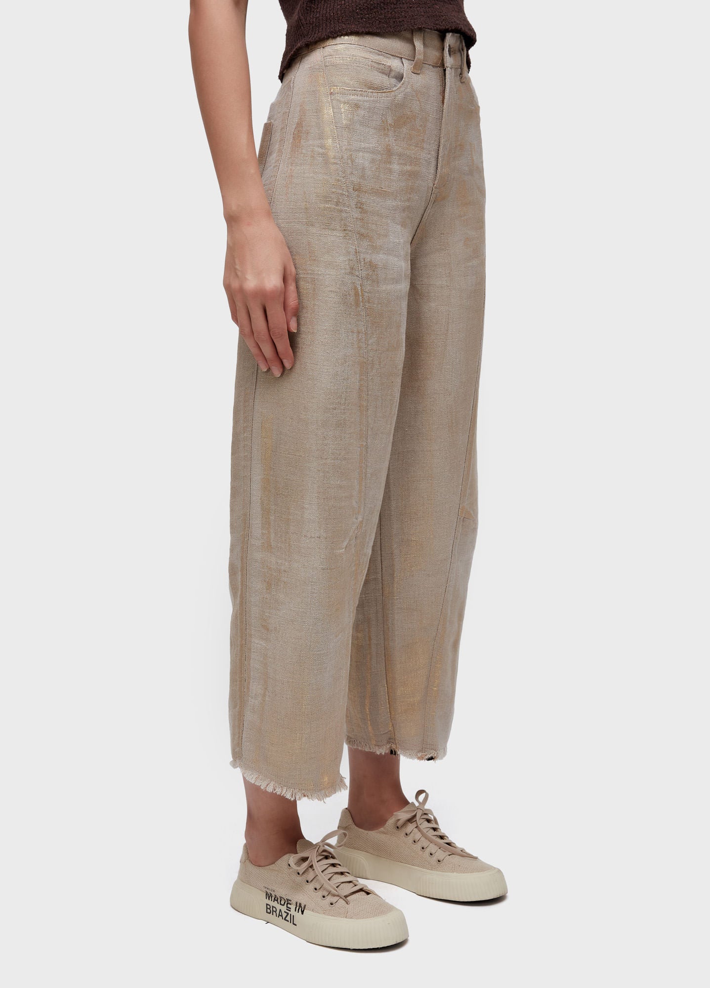 CALÇA RECORTES JUTA GOLD