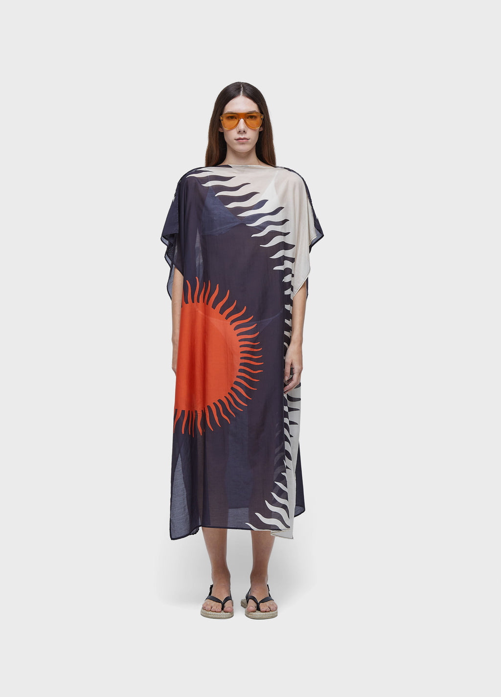 VESTIDO SCARF SOL DUO PRETO/LARANJA