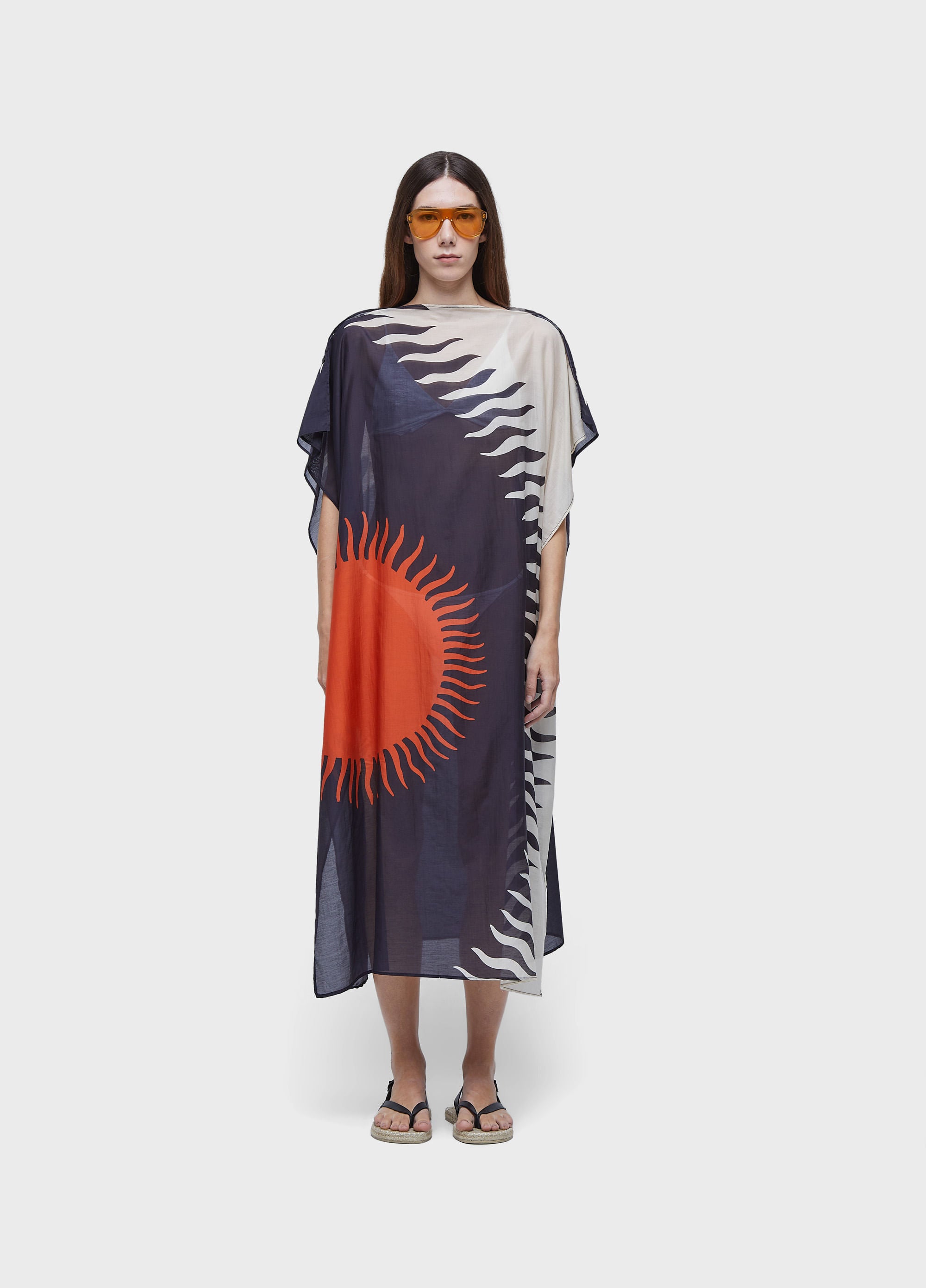 VESTIDO SCARF SOL DUO PRETO/LARANJA