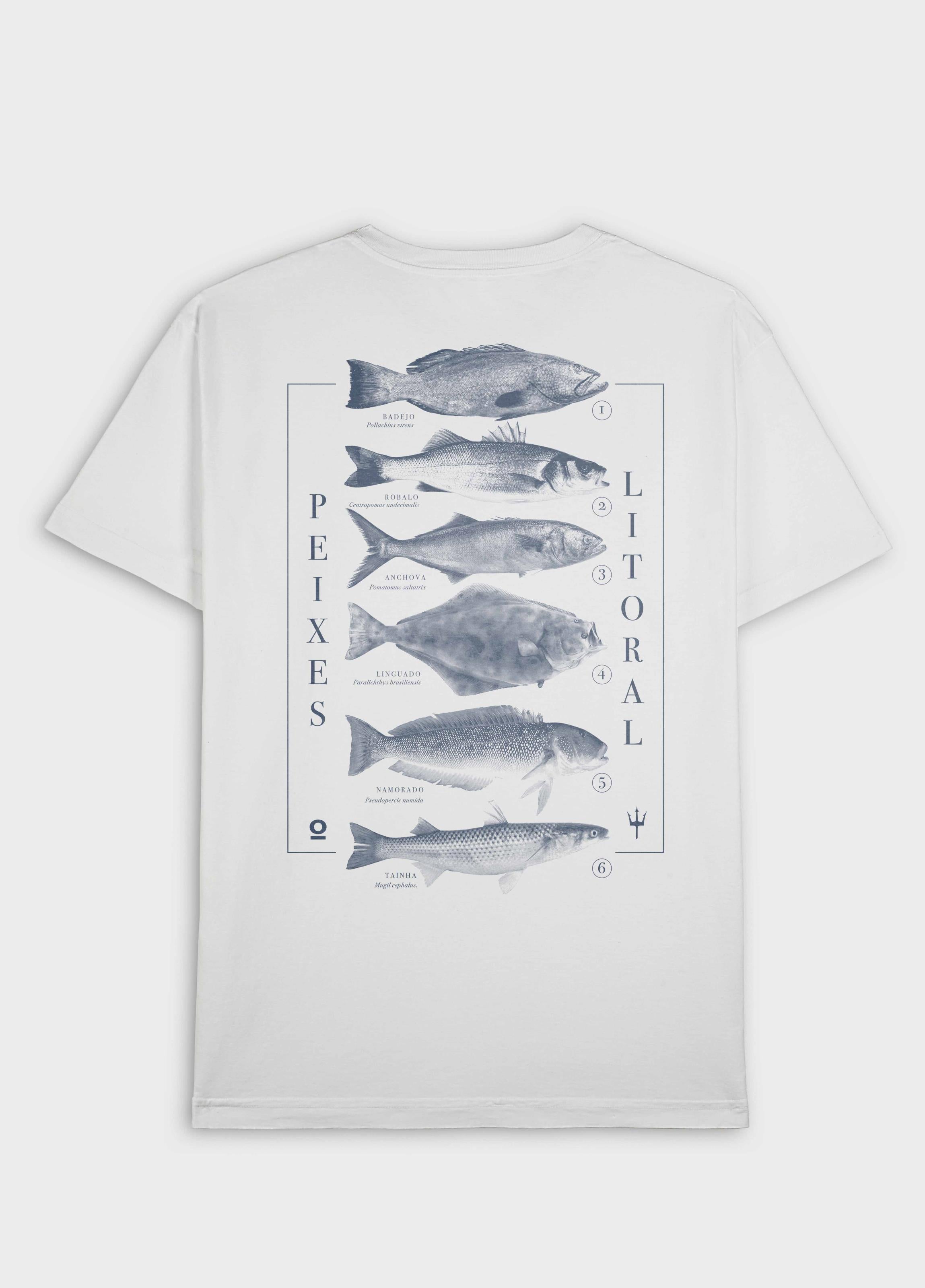 T-SHIRT STONE PEIXES DO LITORAL BRANCO