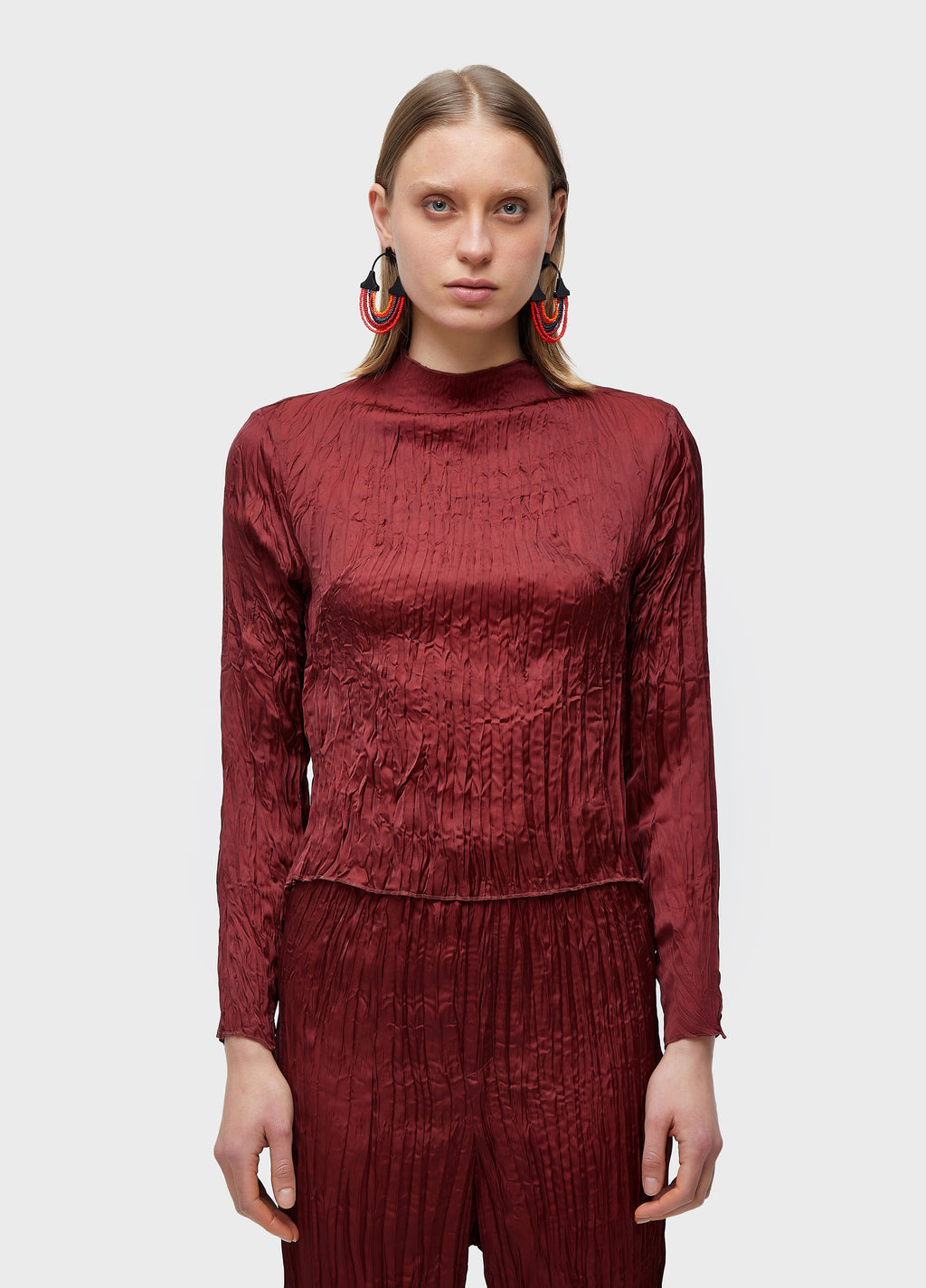 BLUSA GOLA ML WRINCKLED SATIN DOUBLE