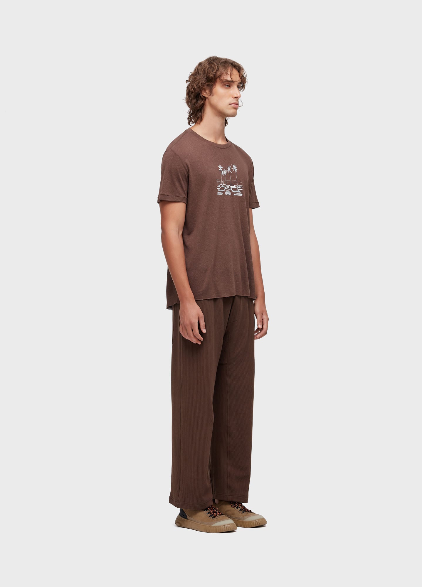 CALÇA KIMONO CANELADA MARROM NOZ