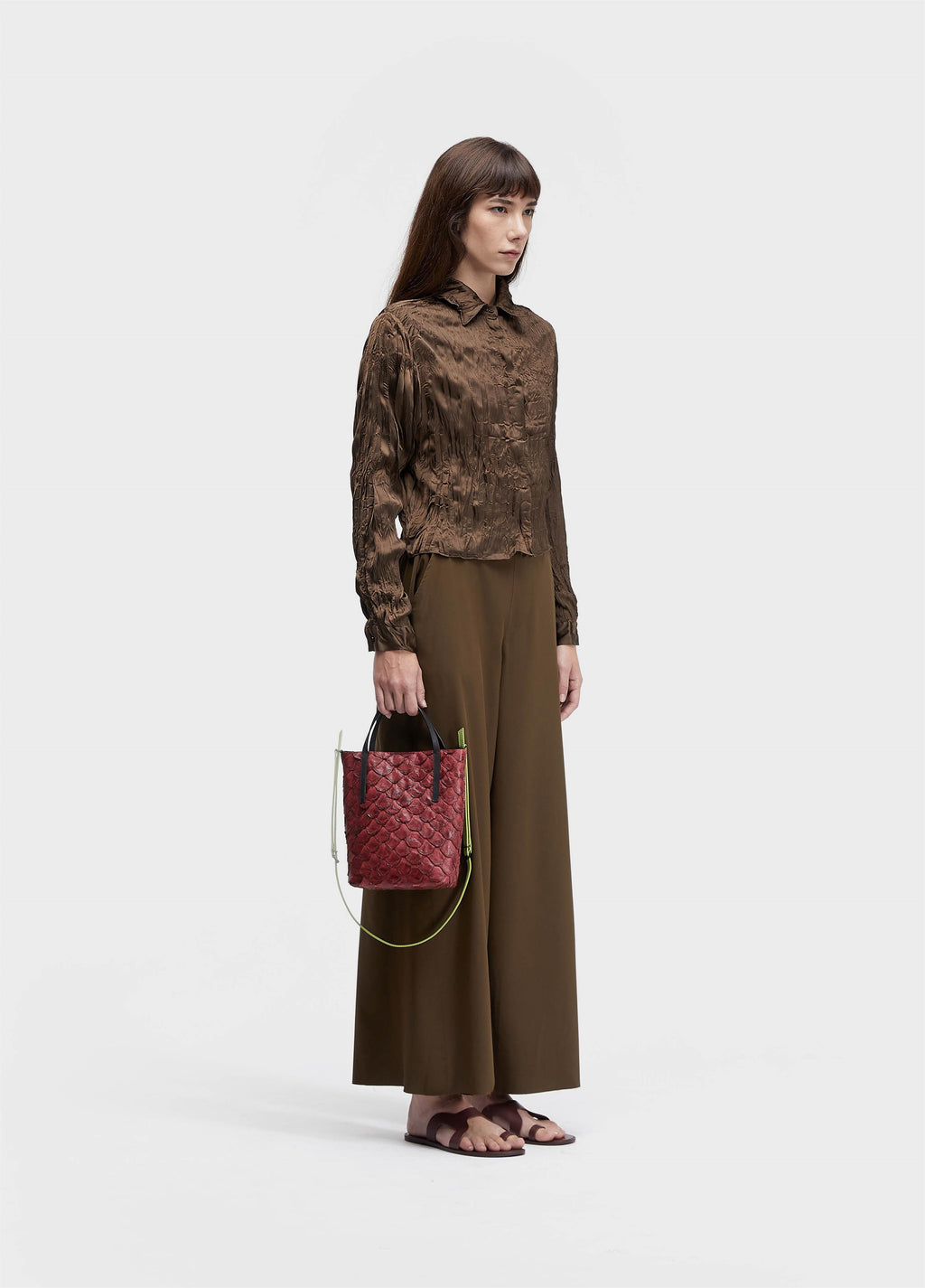 CAMISA CROPPED WRINKLE SATIN DOUBLE FACE