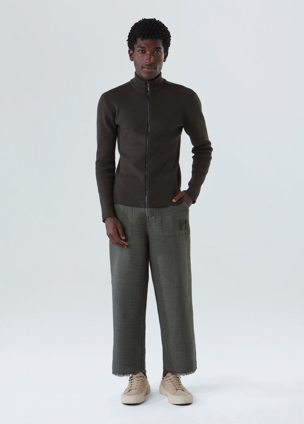 SWEATER TRICOT ZIPPED COTTON