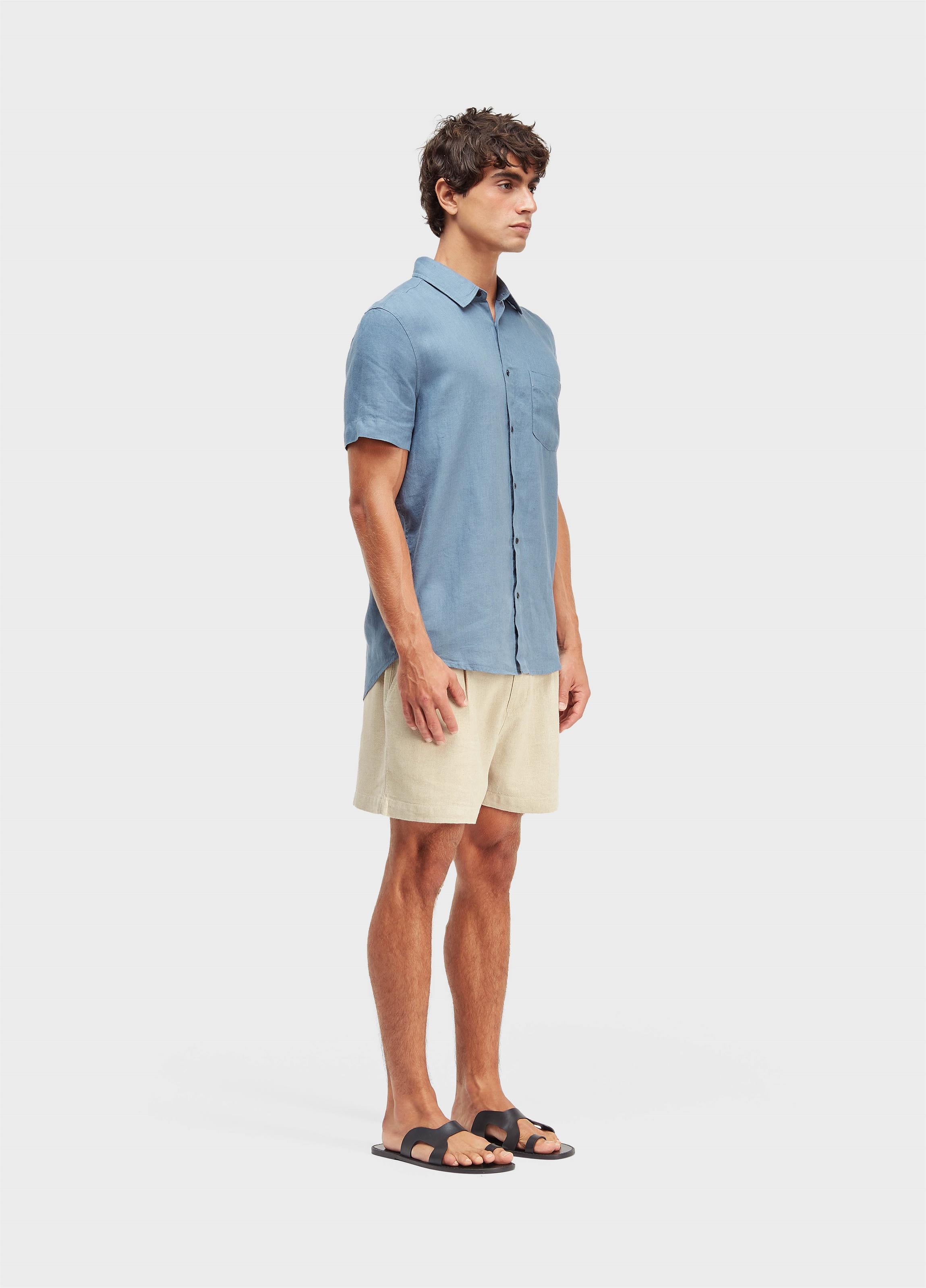 SHORT FLUID LINEN PLEATS