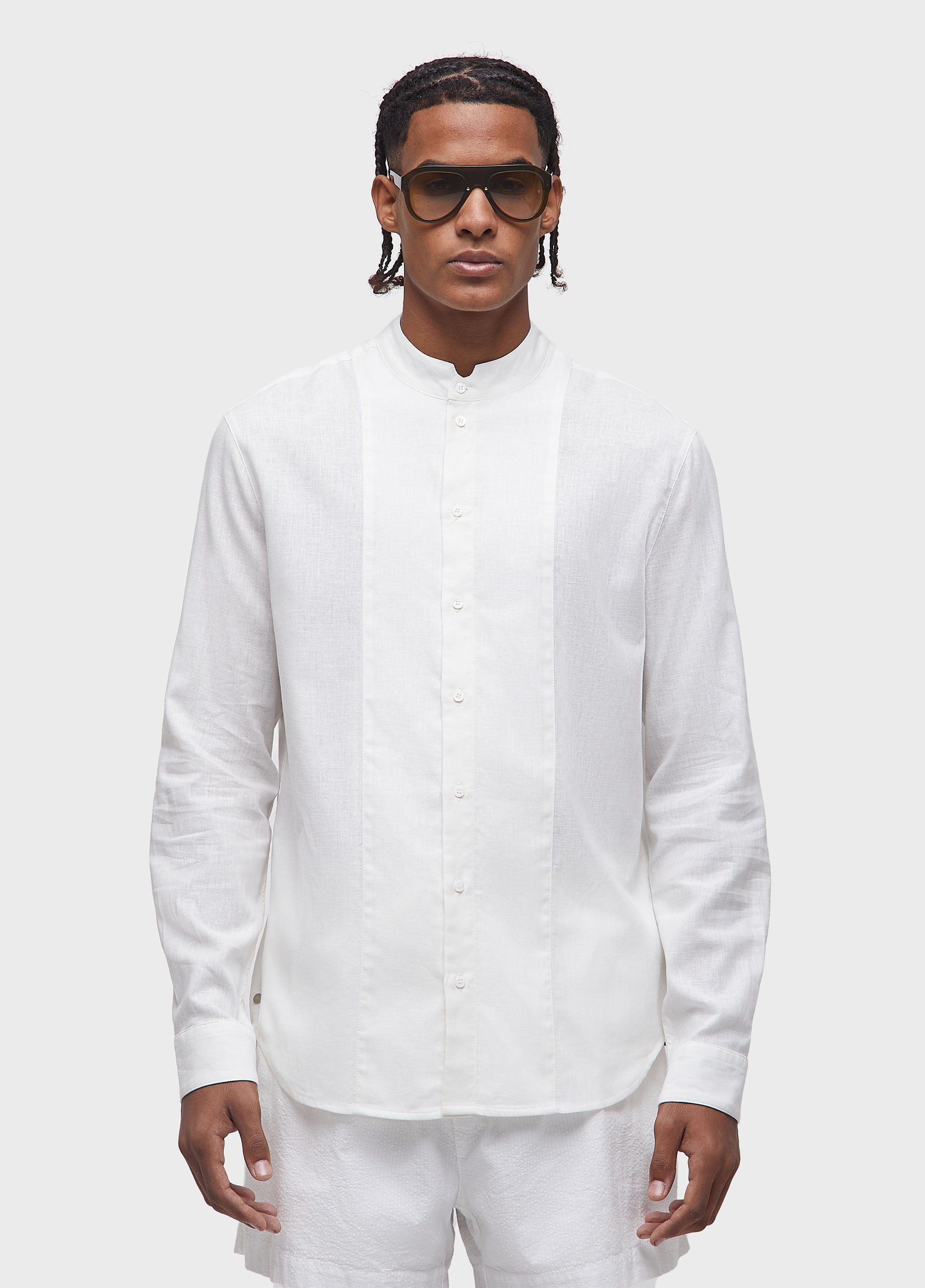 CAMISA SMOKING COTTON ML OFF-WHITE