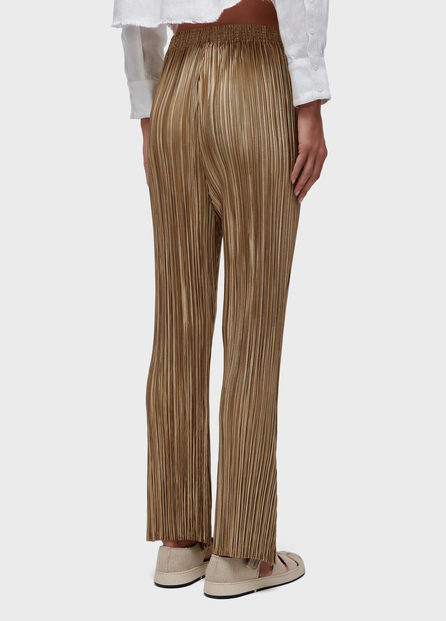 CALÇA RETA PLISSÉ GOLD