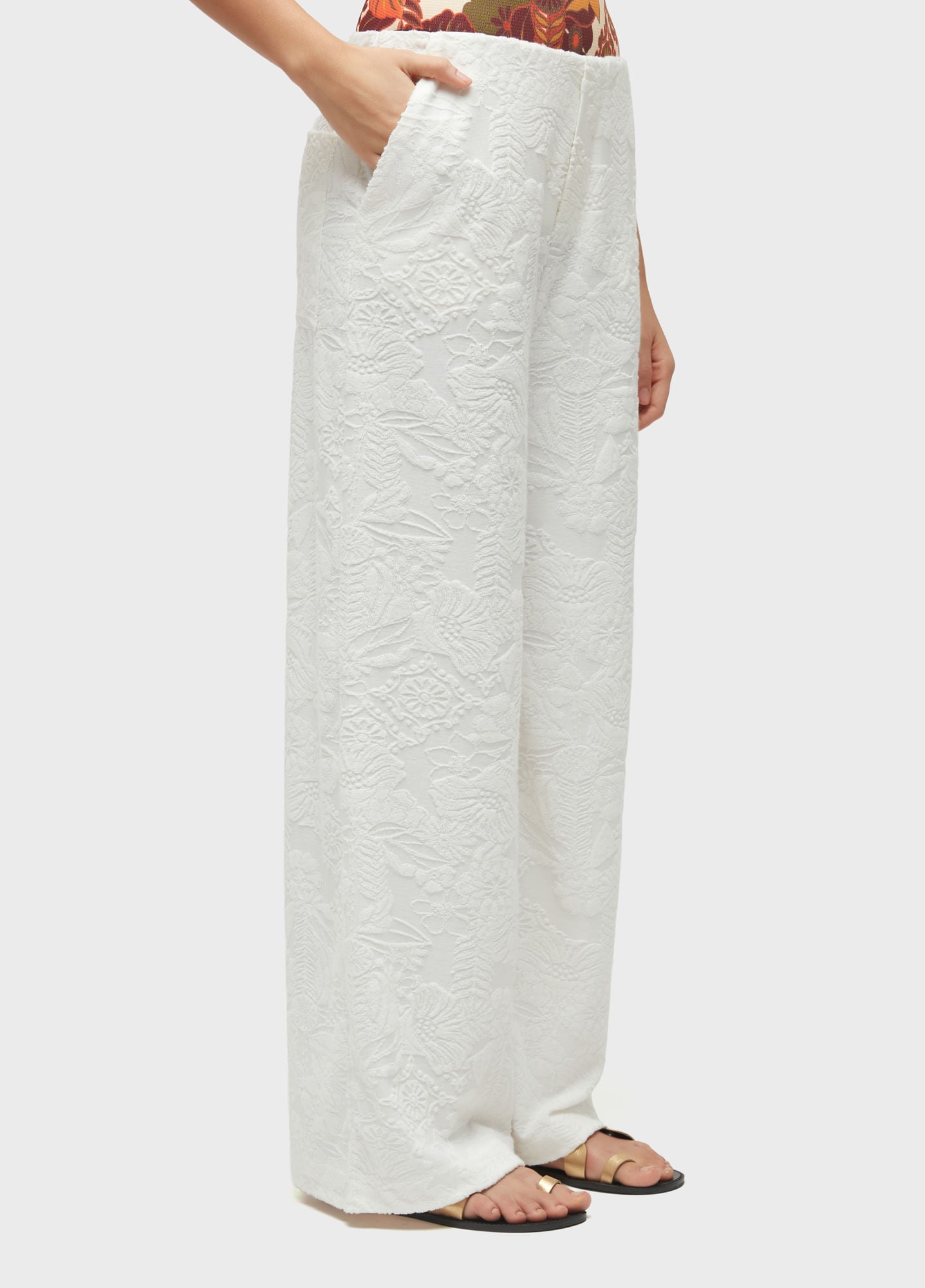 CALCA FEM ATOALHADA GARDEN PARTY OFF-WHITE