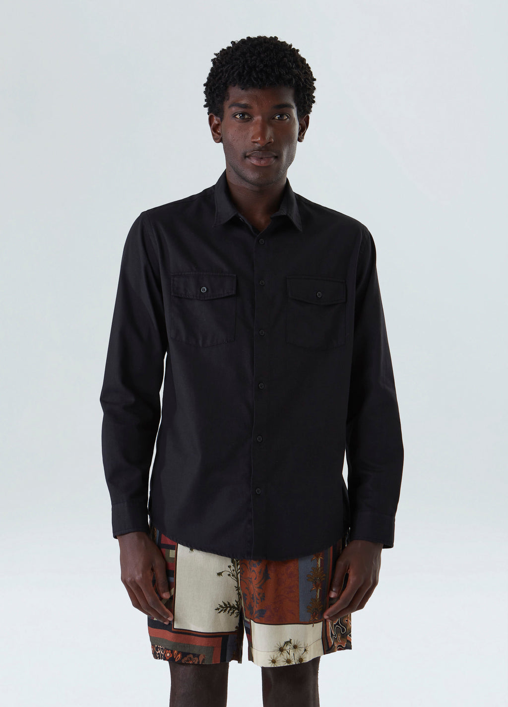 CAMISA BORDADO ARABESCO ML PRETO