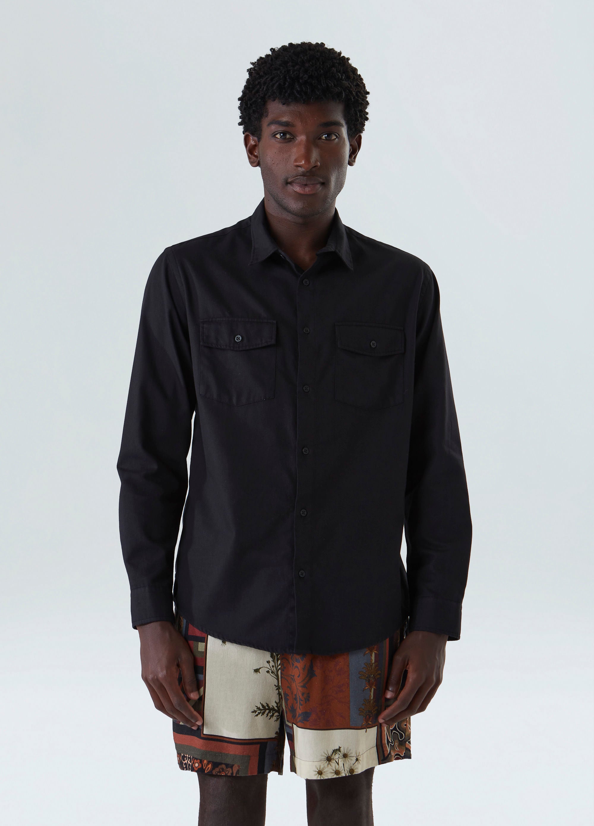 CAMISA BORDADO ARABESCO ML PRETO
