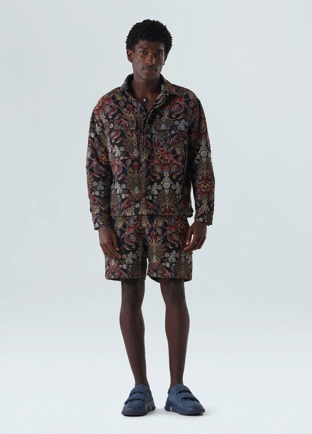 OVERSHIRT JACQUARD ORIGEM PRETO/VERMELHO