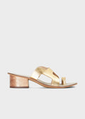 SANDALIA CALCADAO SALTO METALIZADA DOURADO/MARROM