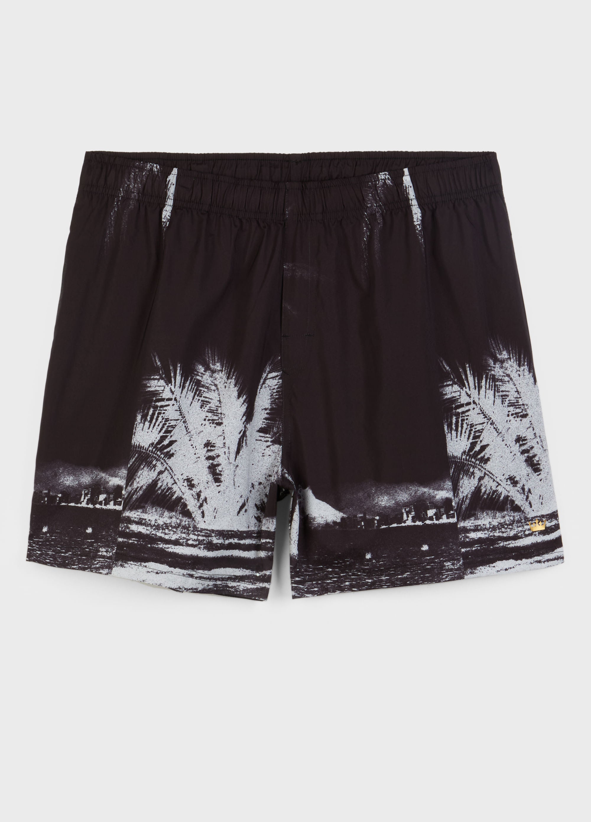BEACH SHORT AQUAONE PARADISE PRETO/OFF-WHITE