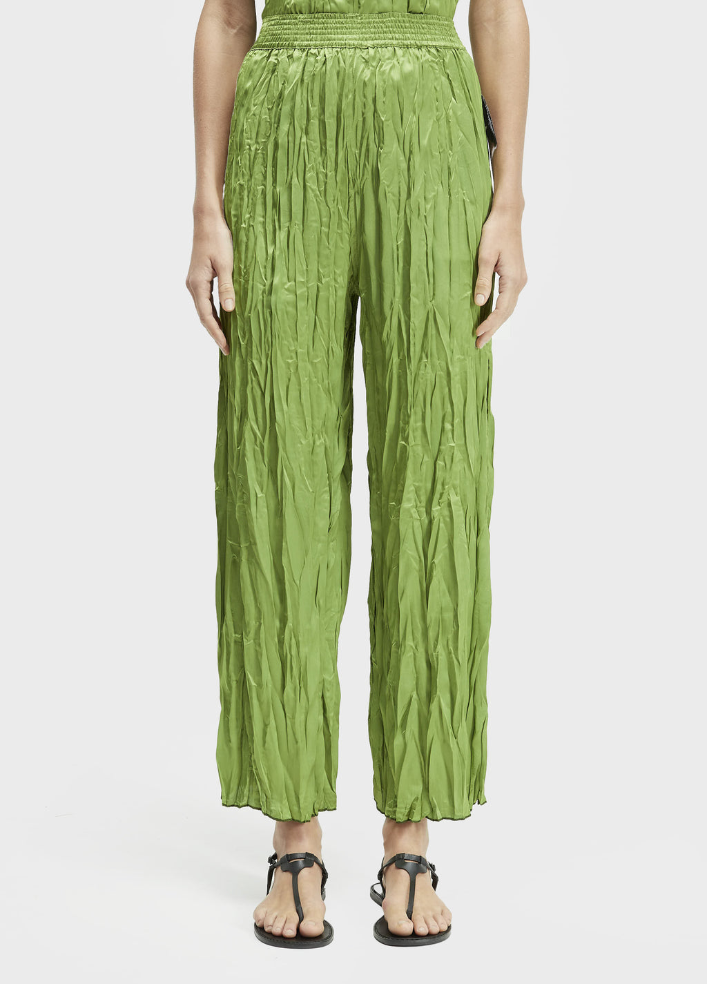 CALÇA RETA WRINKLED SATIN DOUBLE FACE